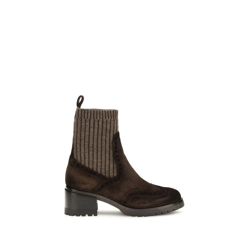 Santoni Braune Ankle Boots aus Kalbsleder Bos Taurus