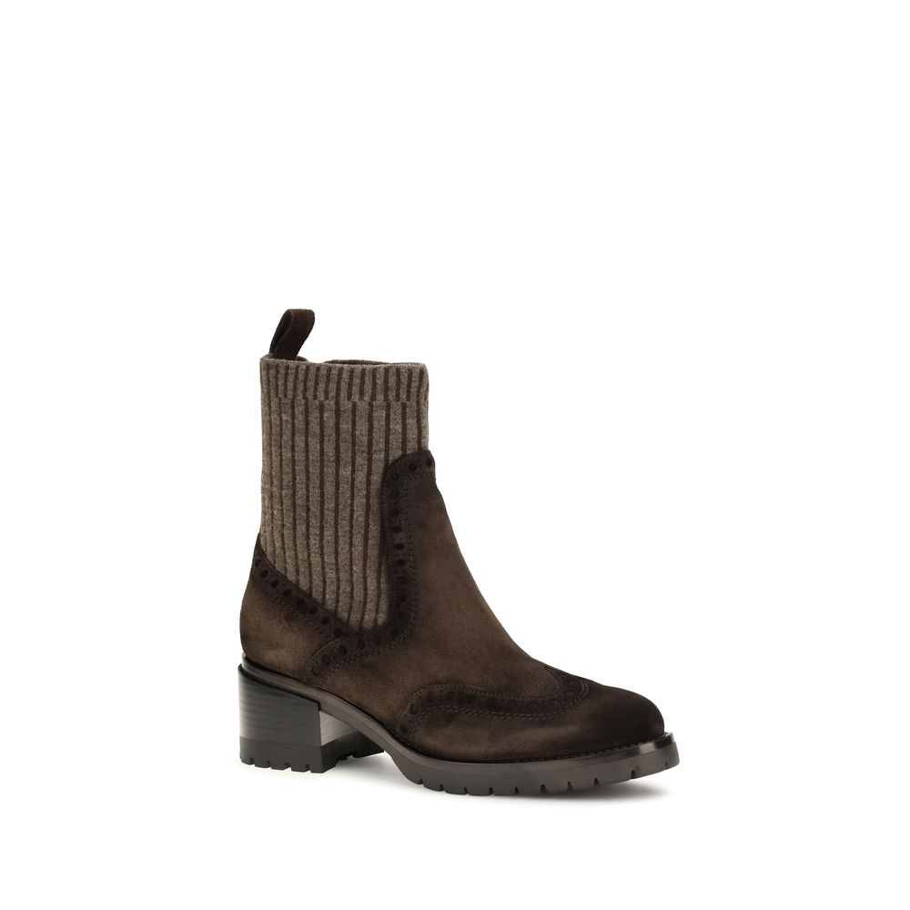 Santoni Braune Ankle Boots aus Kalbsleder Bos Taurus