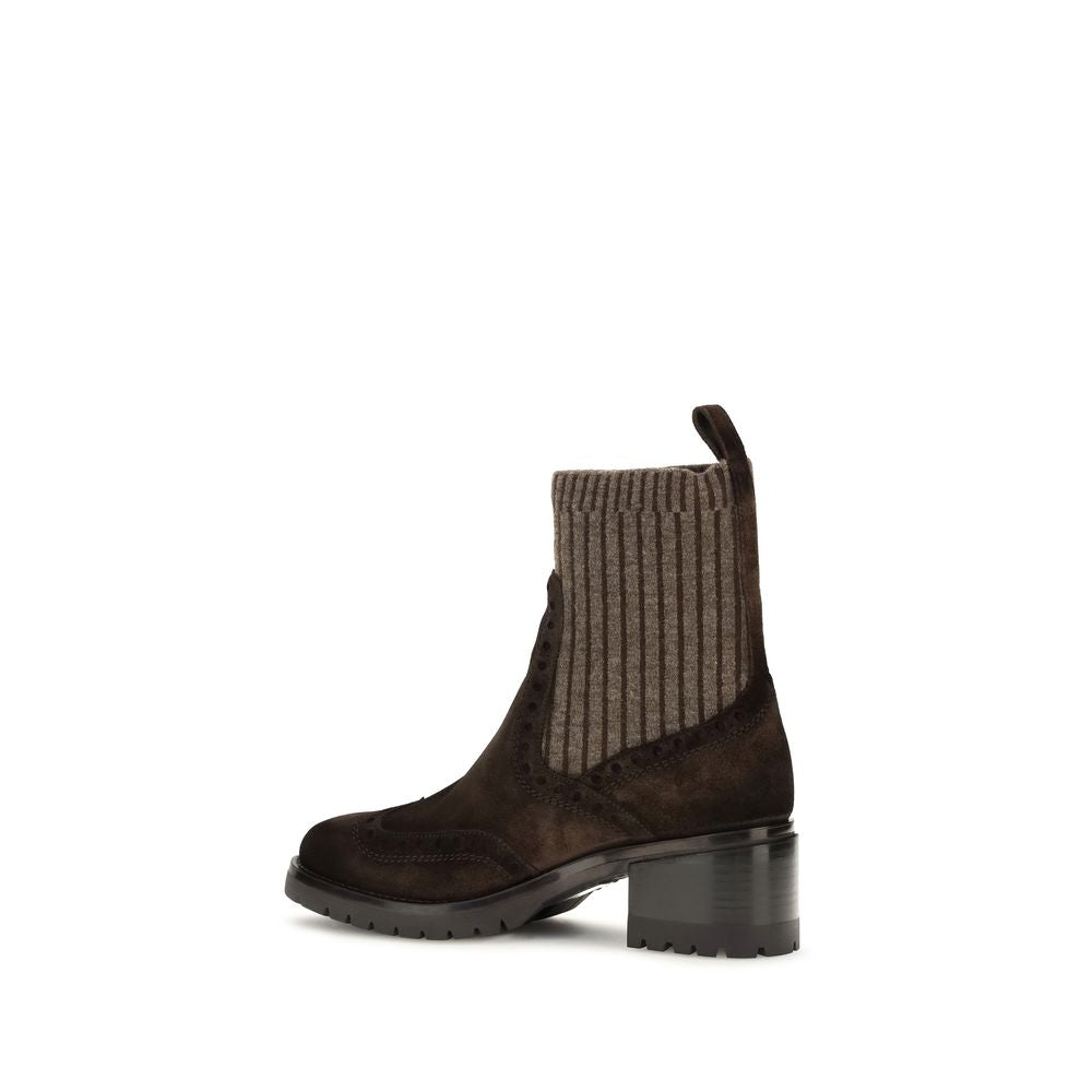 Santoni Braune Ankle Boots aus Kalbsleder Bos Taurus
