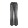 Mother Denim Graue Bootcut-Jeans aus Baumwolle