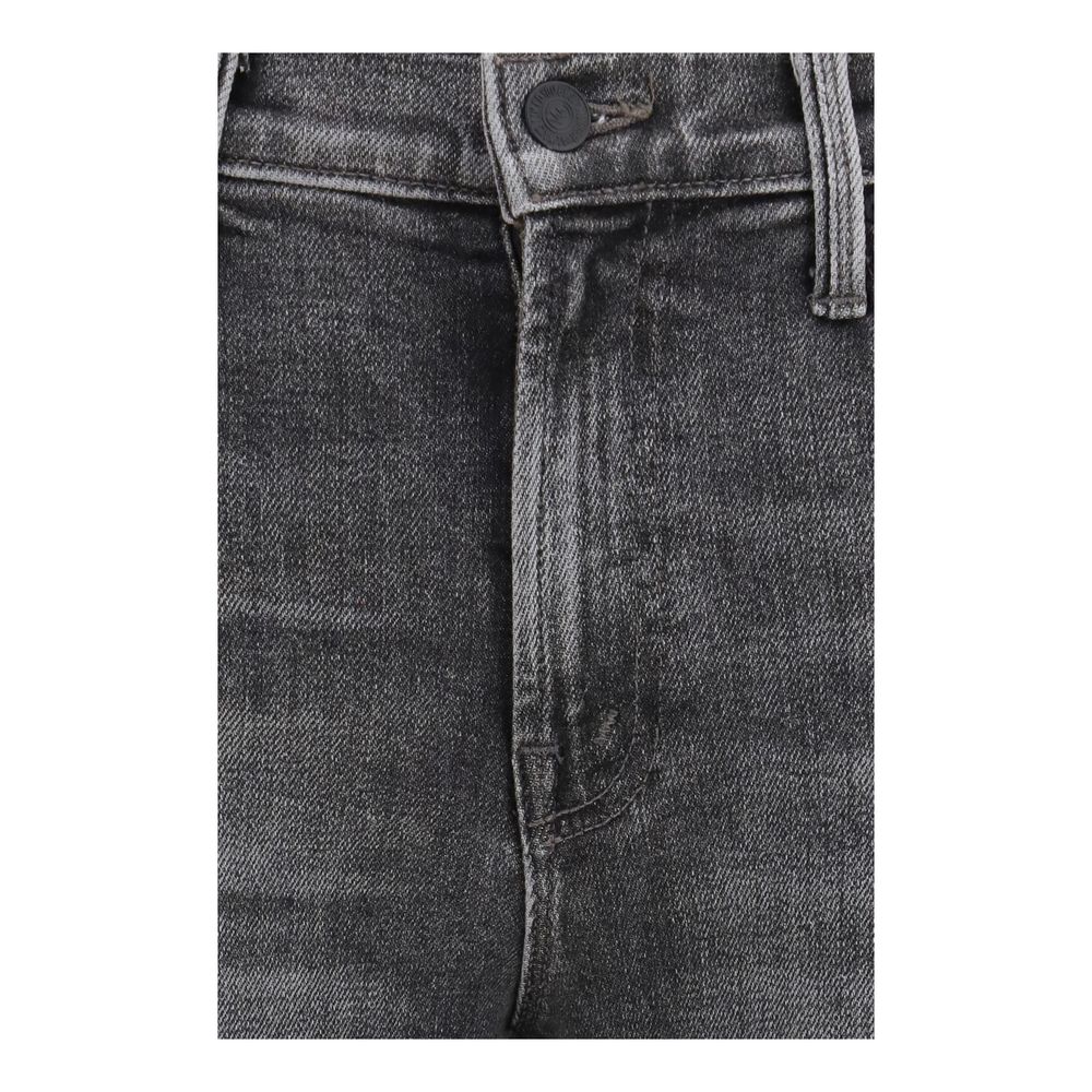 Mother Denim Graue Bootcut-Jeans aus Baumwolle