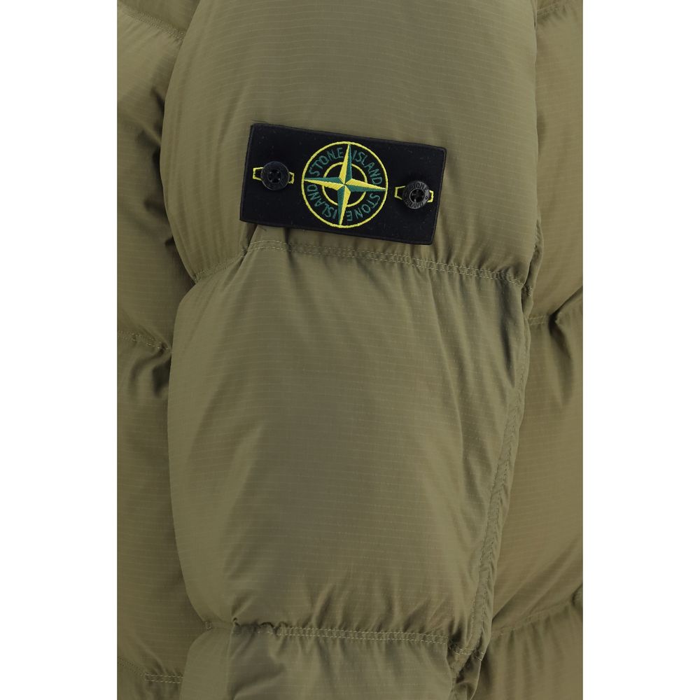 Stone Island Zweifarbige Polyamid-Steppjacke in voller Länge