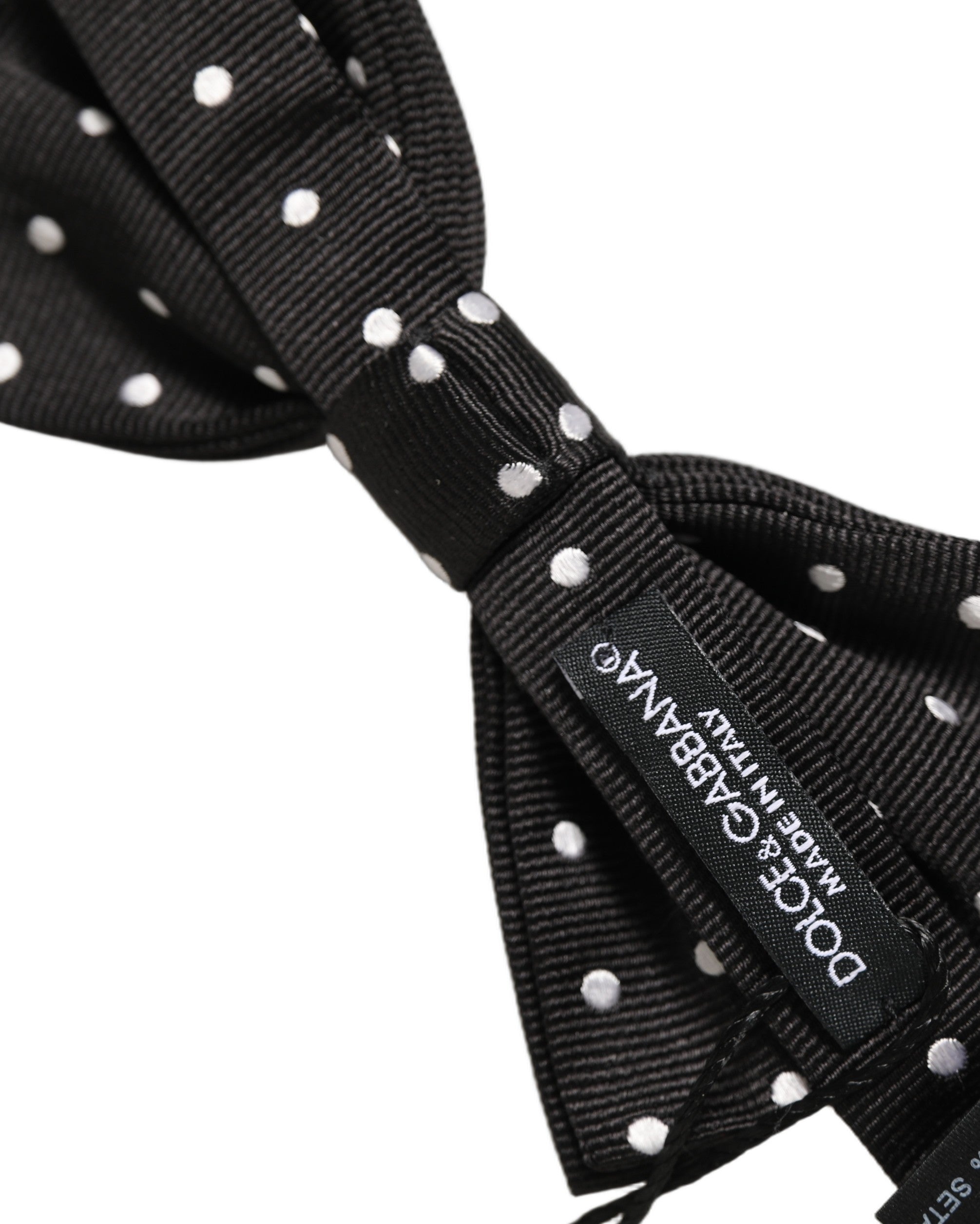 Dolce & Gabbana Schwarze und weiße gepunktete, verstellbare Papillon-Fliege