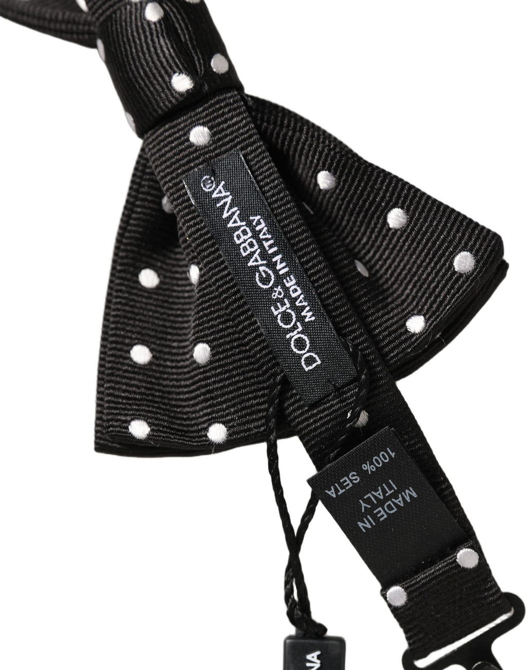 Dolce & Gabbana Schwarze und weiße gepunktete, verstellbare Papillon-Fliege