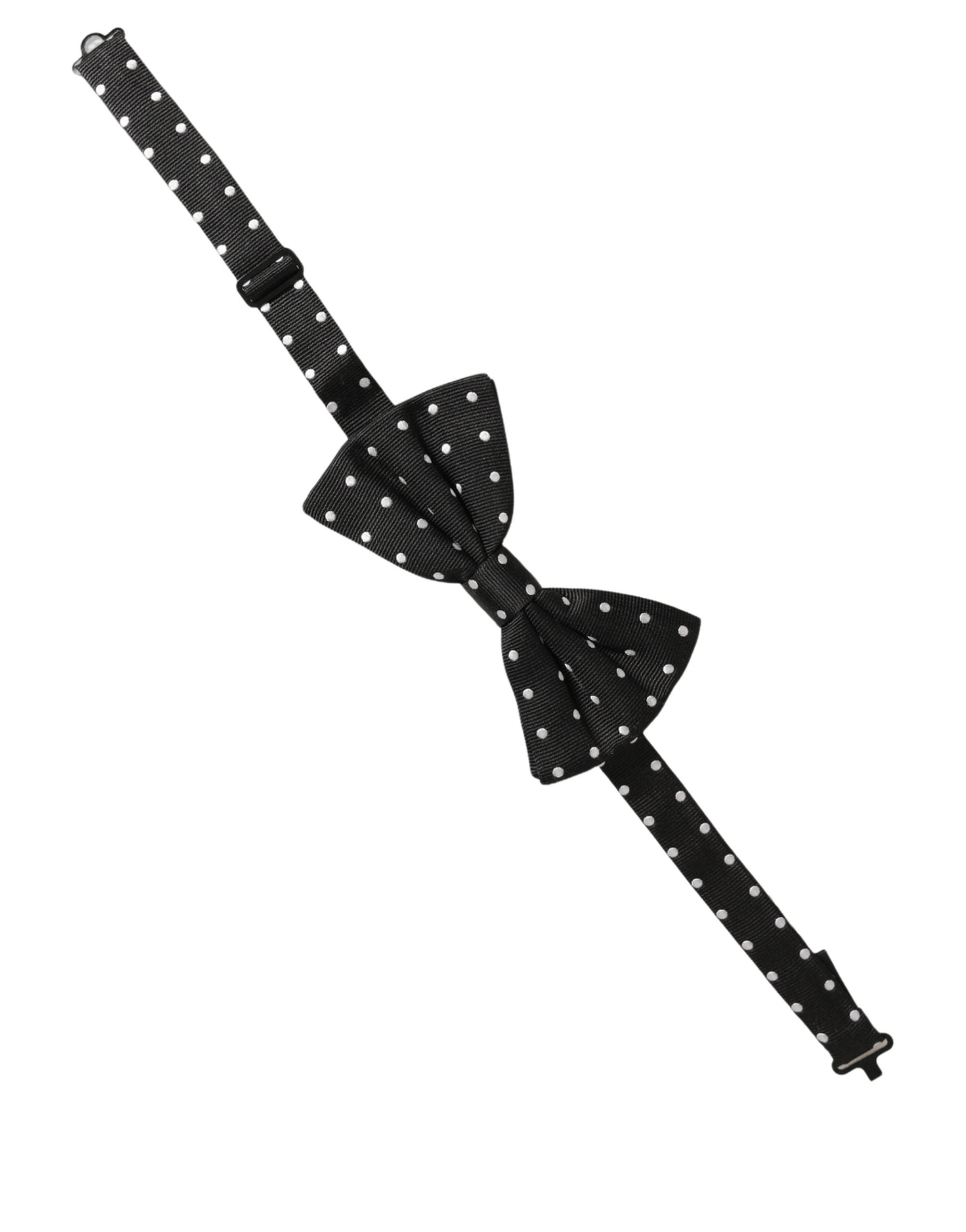 Dolce & Gabbana Schwarze und weiße gepunktete, verstellbare Papillon-Fliege