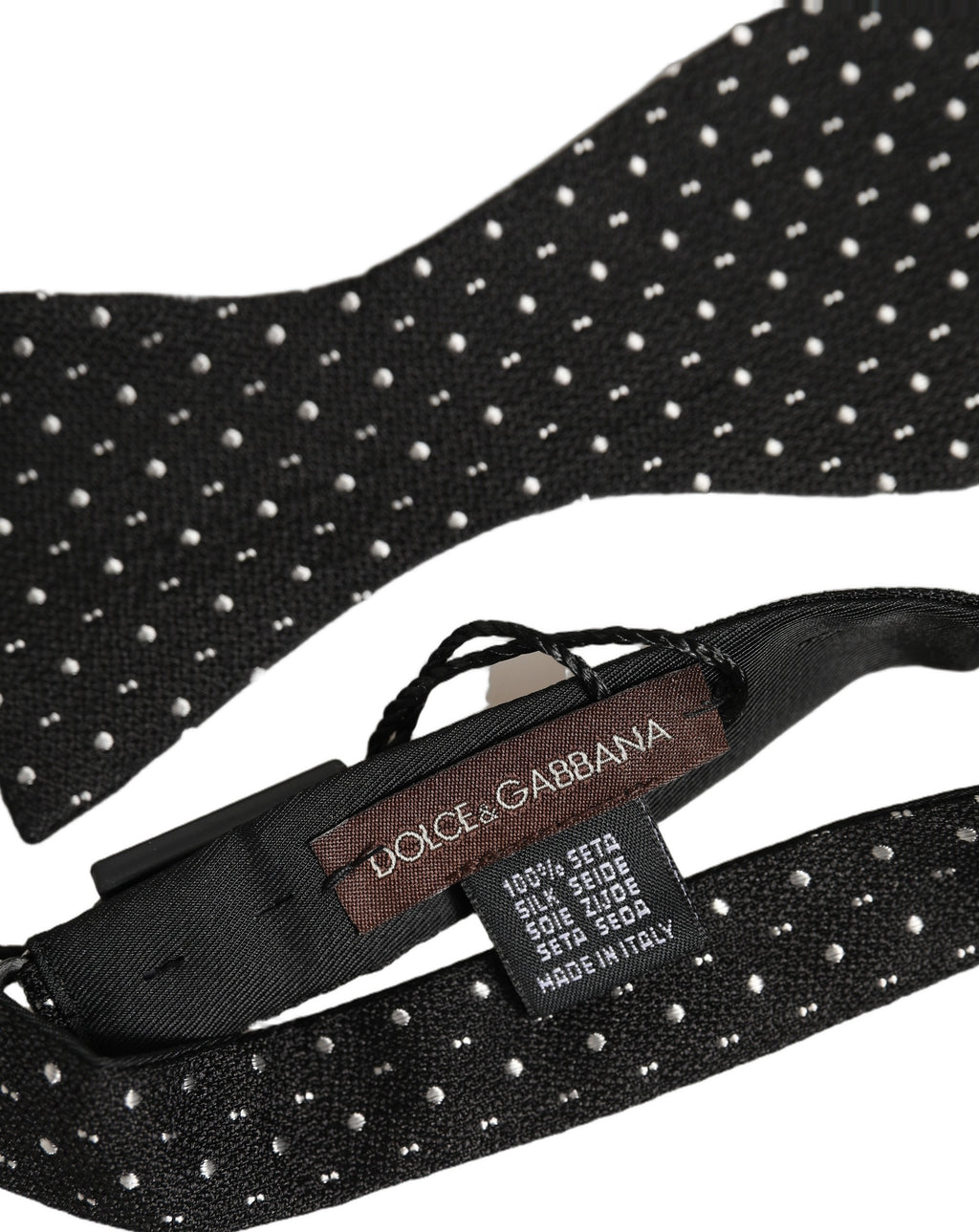 Dolce & Gabbana Schwarze und weiße gepunktete, verstellbare Papillon-Fliege