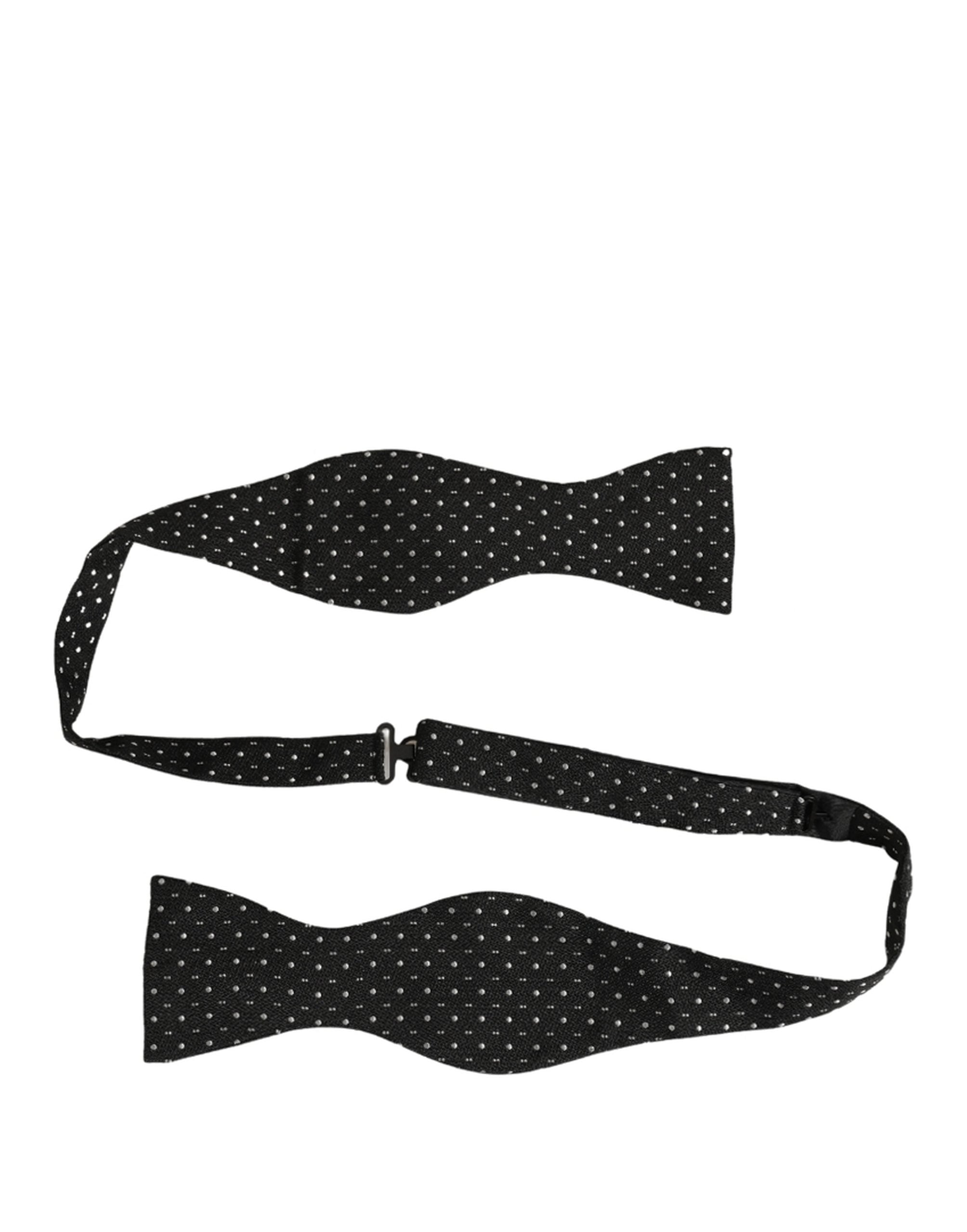 Dolce & Gabbana Schwarze und weiße gepunktete, verstellbare Papillon-Fliege