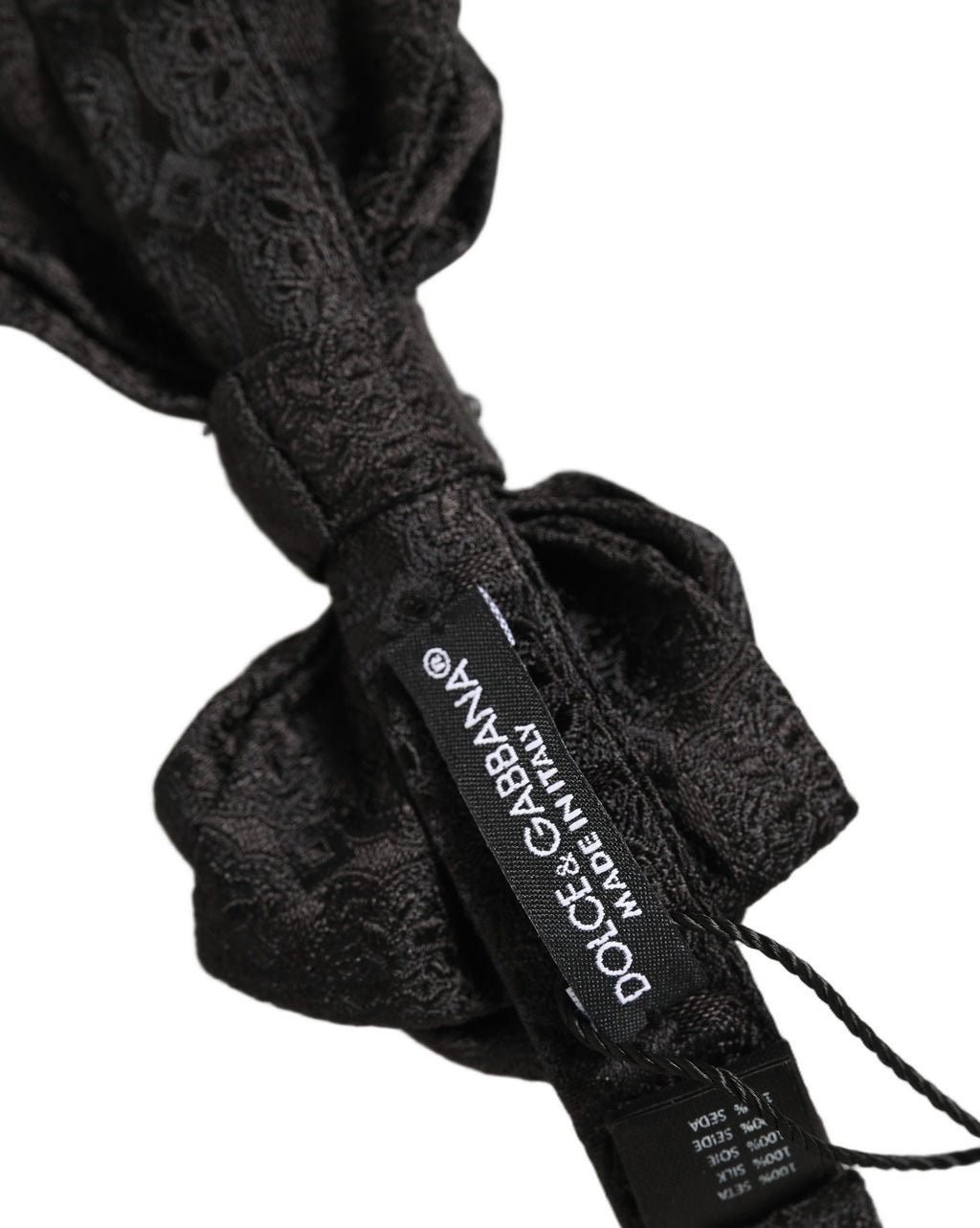 Dolce & Gabbana Herren Schwarze Paisley Seide Verstellbare Krawatte Fliege