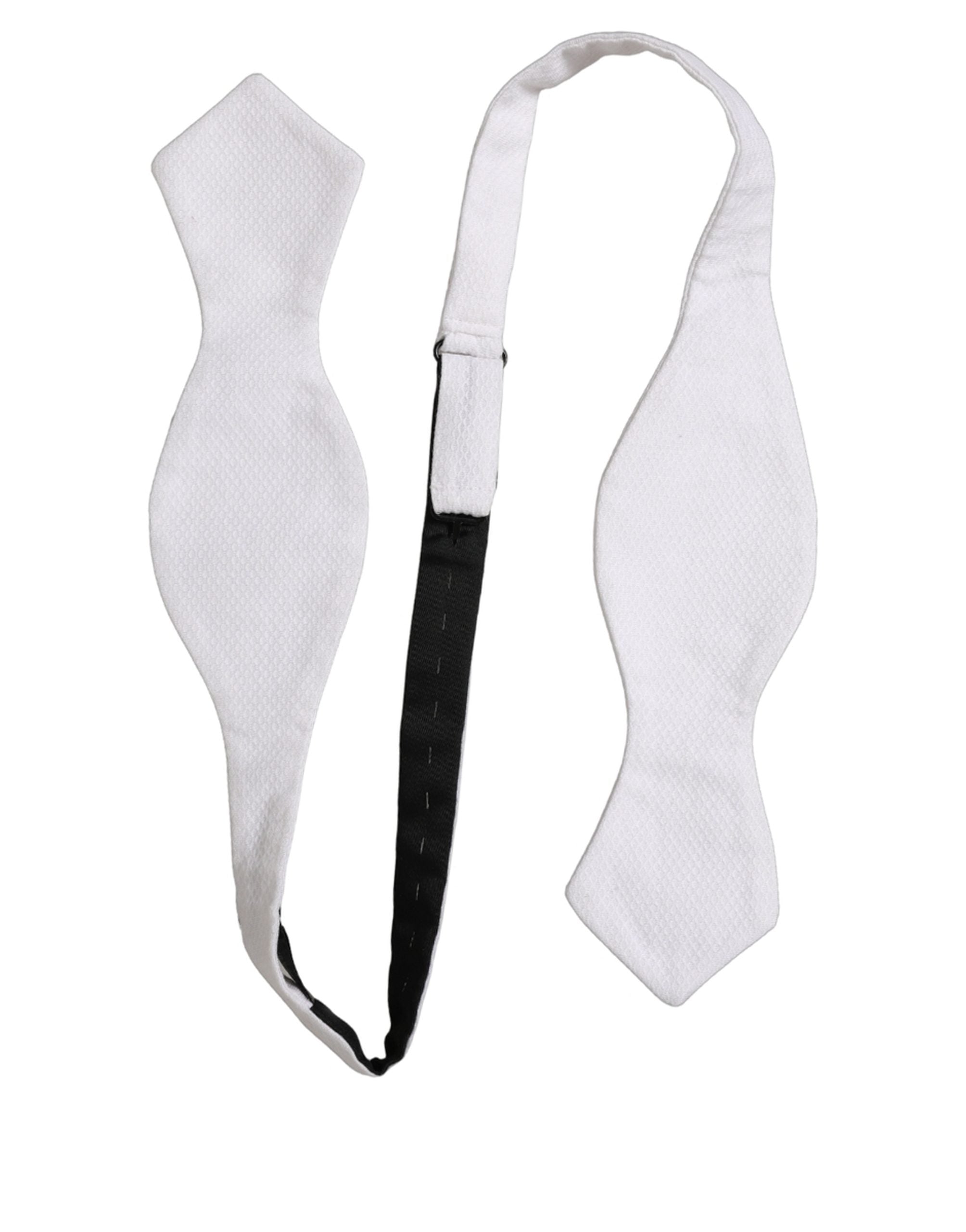 Dolce & Gabbana Herren Fliege aus 100% Seide, Weiß, Verstellbar