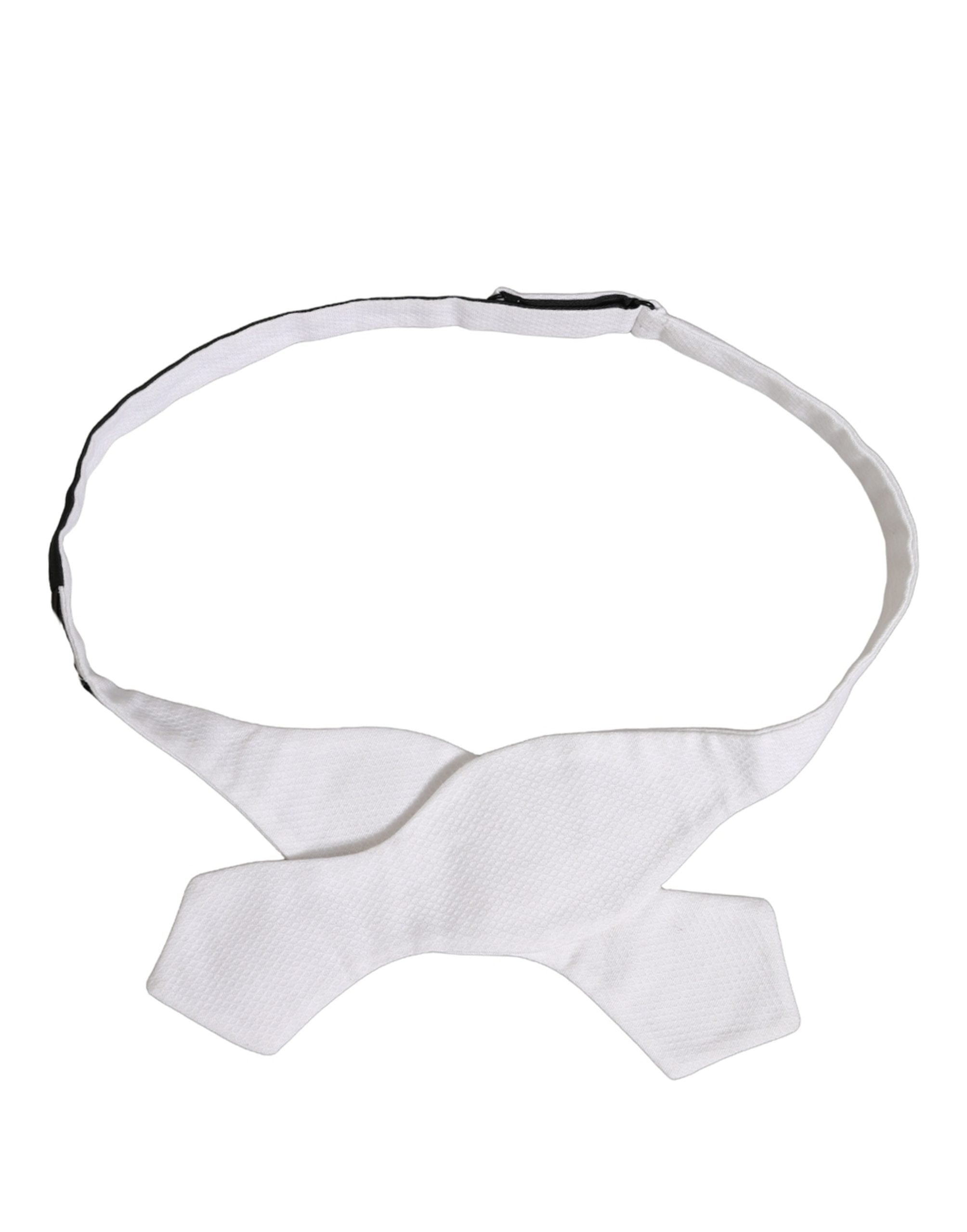 Dolce & Gabbana Herren Fliege aus 100% Seide, Weiß, Verstellbar