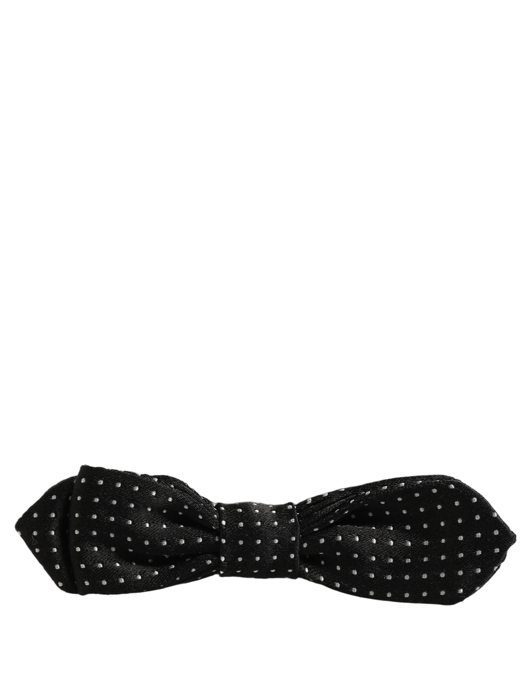 Dolce & Gabbana Schwarze und weiße gepunktete, verstellbare Papillon-Fliege