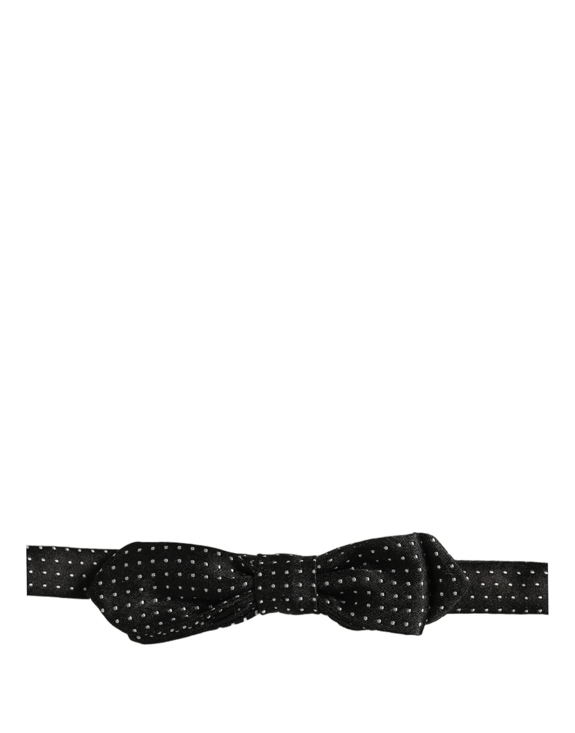 Dolce & Gabbana Schwarze und weiße gepunktete, verstellbare Papillon-Fliege
