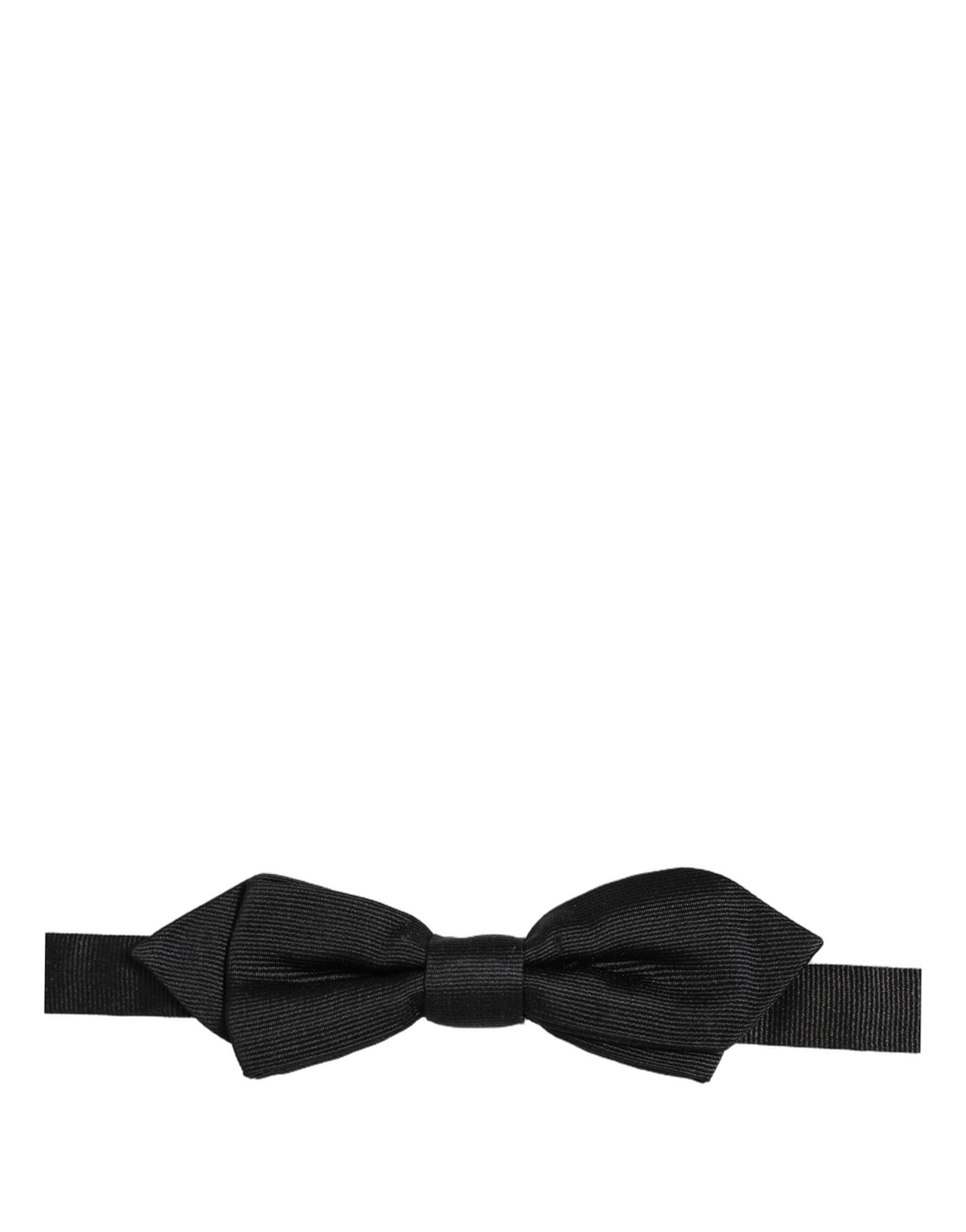 Dolce & Gabbana Herren Schwarze 100% Seide Verstellbare Krawatte Fliege