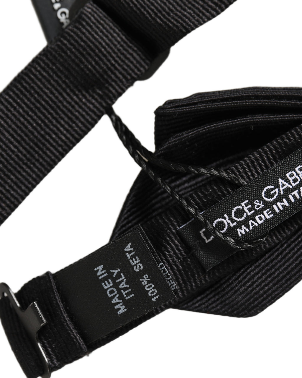 Dolce & Gabbana Herren Schwarze 100% Seide Verstellbare Krawatte Fliege