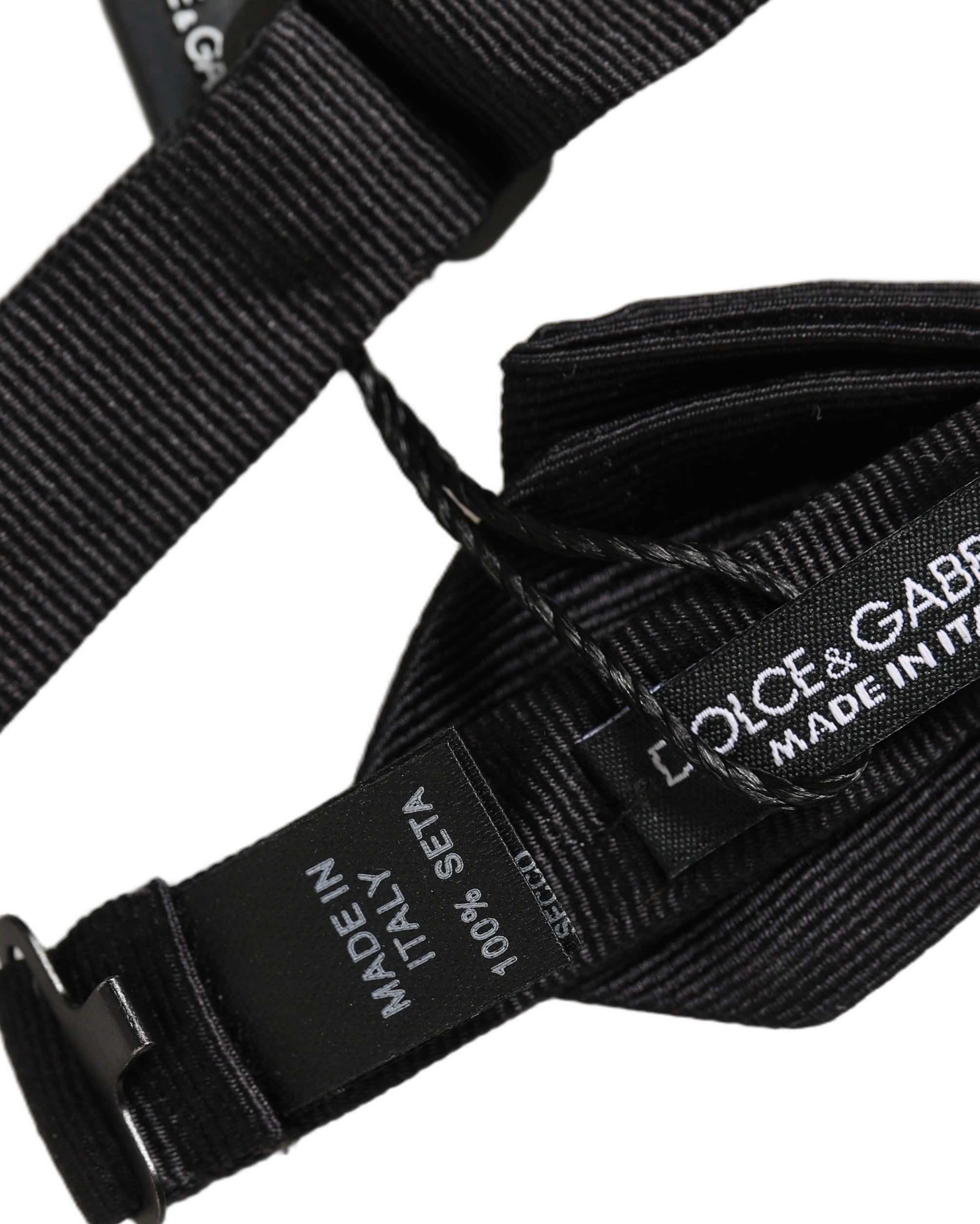 Dolce & Gabbana Herren Schwarze 100% Seide Verstellbare Krawatte Fliege