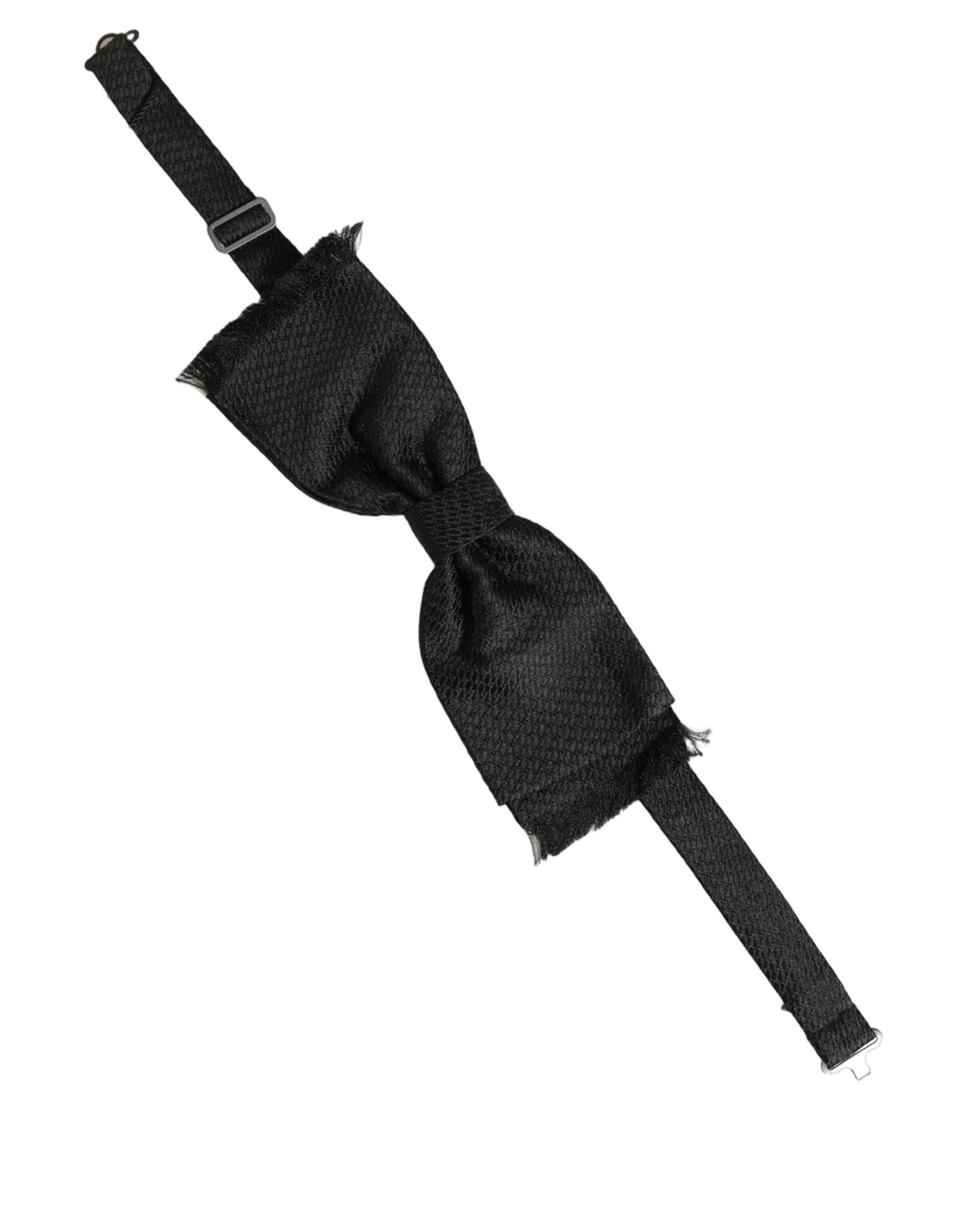 Dolce & Gabbana Herren Schwarze 100% Seide Verstellbare Hals Papillon Fliege