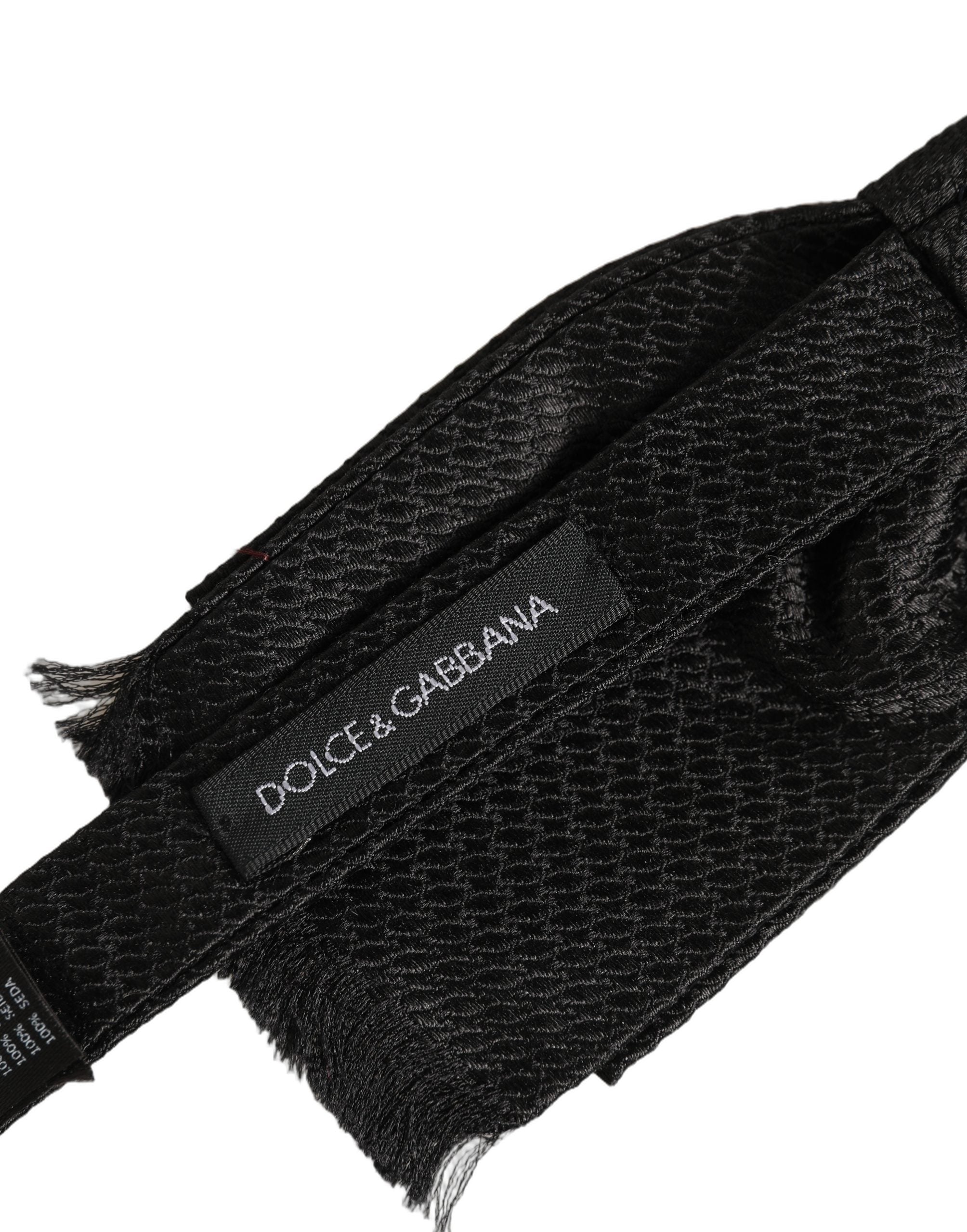 Dolce & Gabbana Herren Schwarze 100% Seide Verstellbare Hals Papillon Fliege