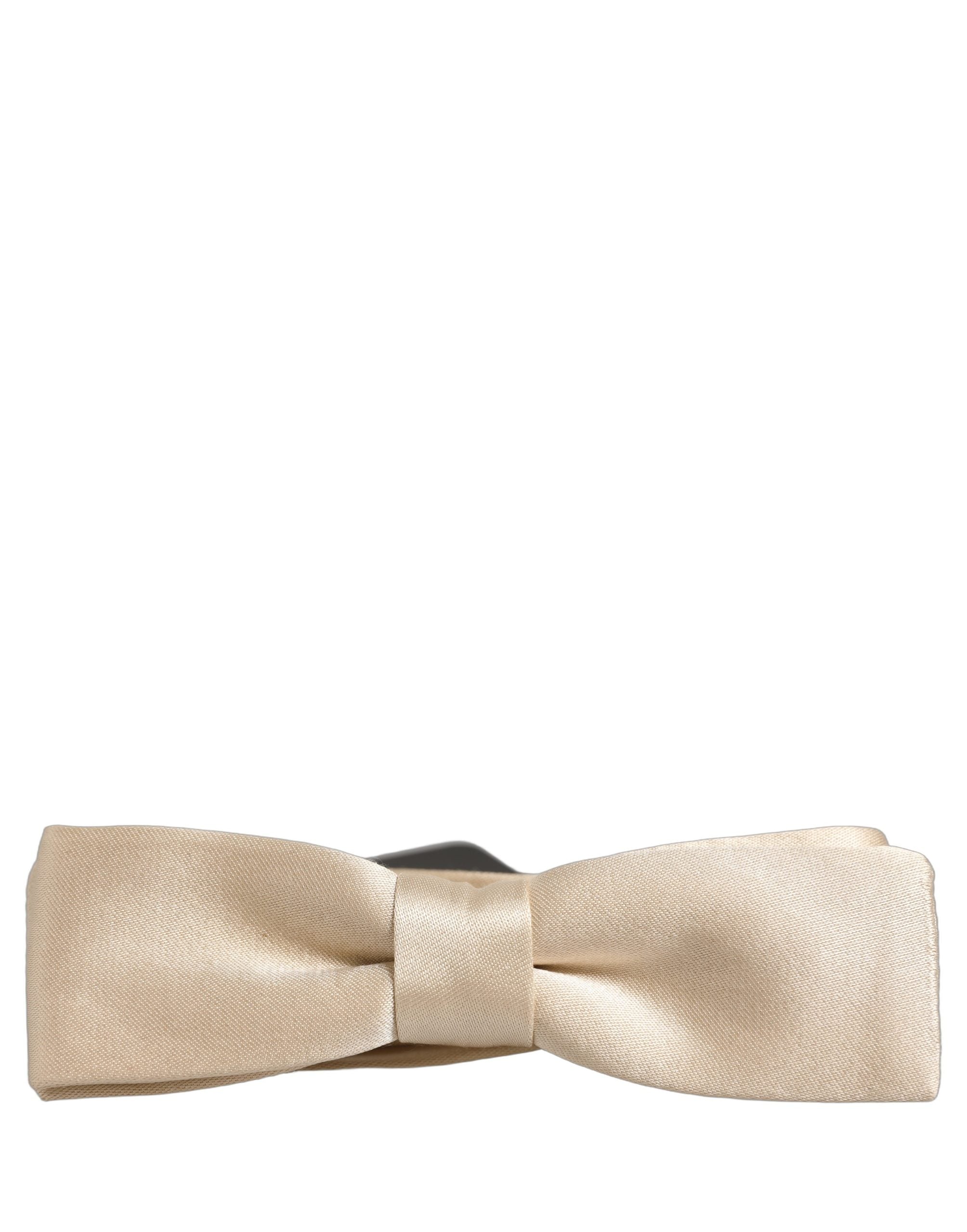 Dolce & Gabbana Herren Beige 100% Seide Verstellbare Krawatte Fliege