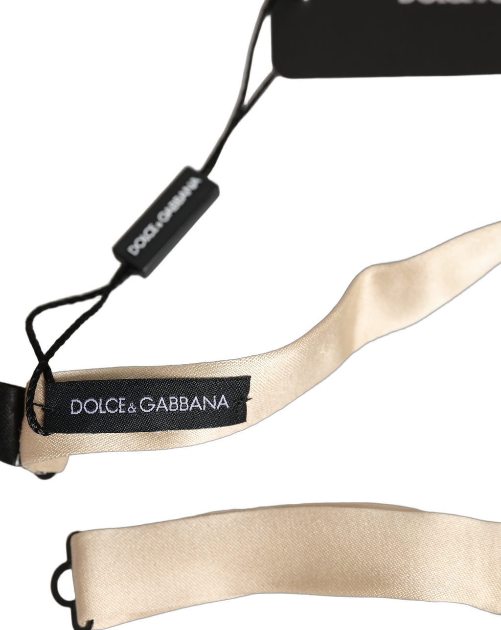 Dolce & Gabbana Herren Beige 100% Seide Verstellbare Krawatte Fliege