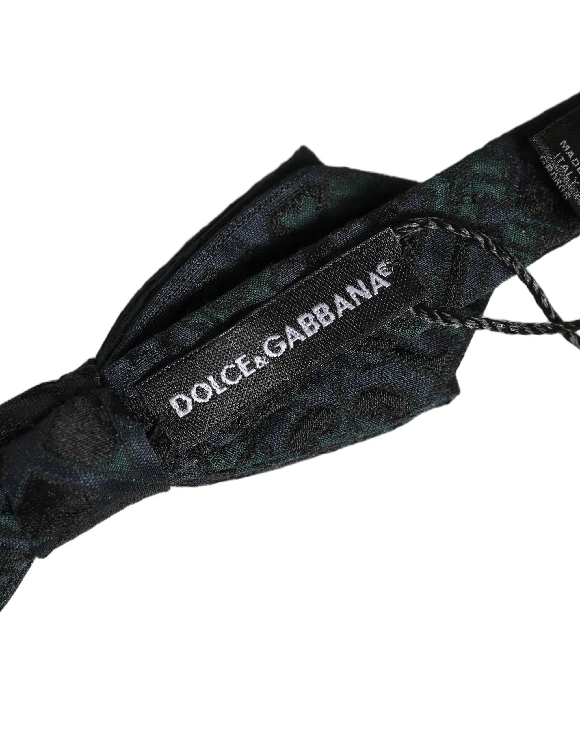 Dolce & Gabbana Herren Schwarze Grüne Paisley Krawatte mit verstellbarem Band