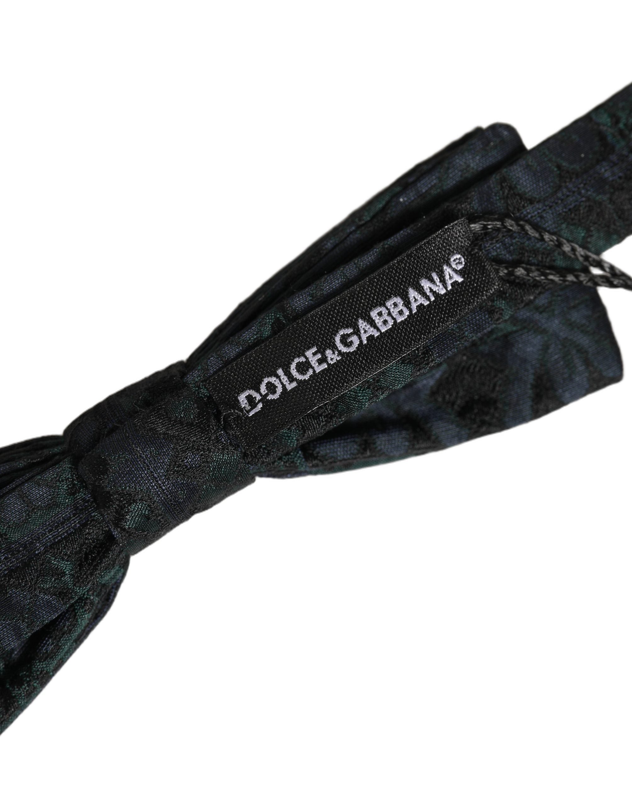 Dolce & Gabbana Herren Schwarze Grüne Paisley Krawatte mit verstellbarem Band