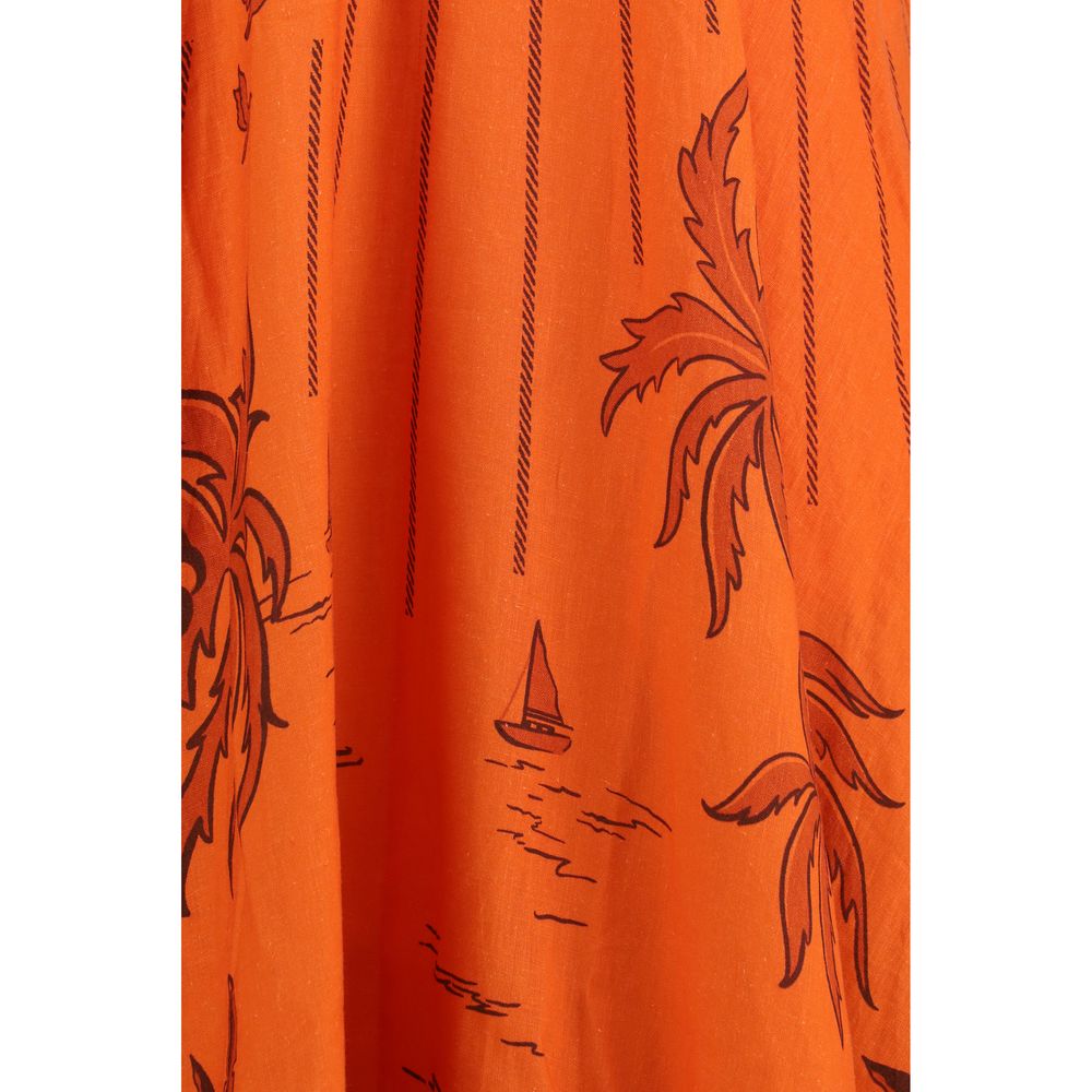 Alemais Oranger Leinen-Freizeitkleid