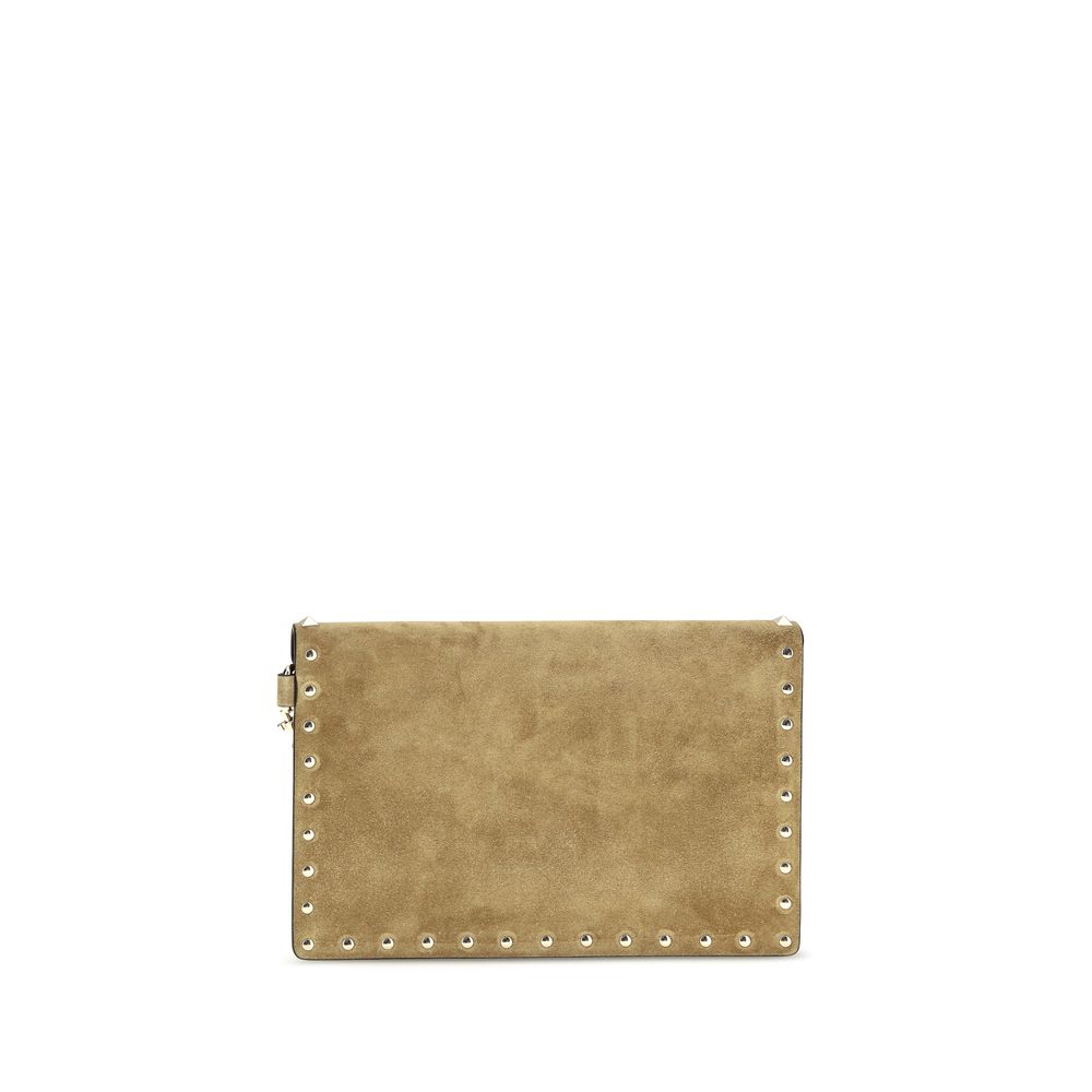 Valentino Garavani Beige Wildleder-Kupplungstasche