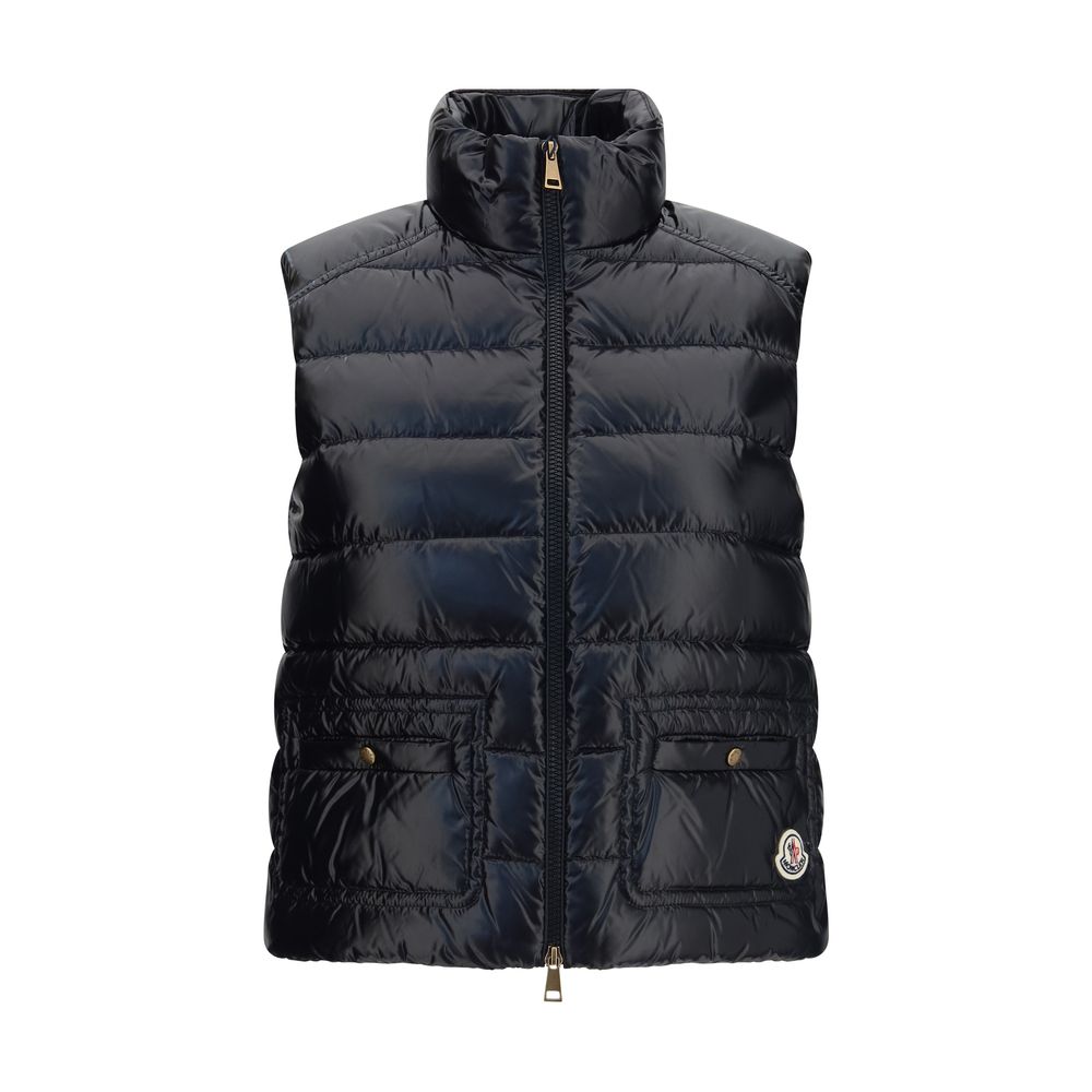 Moncler Schwarze ärmellose Jacke aus Polyamid