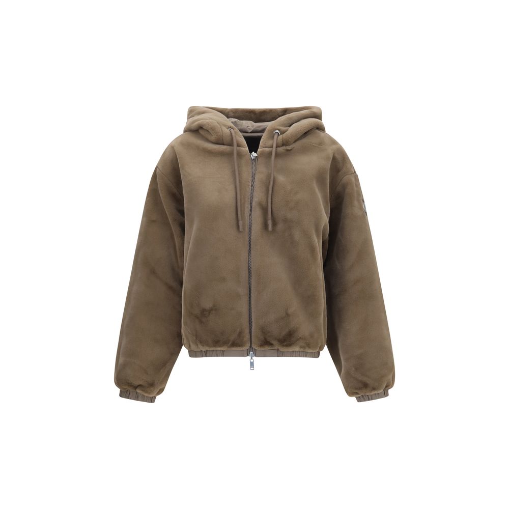 Moose Knuckles Brauner Kunstpelz-Sweatshirt