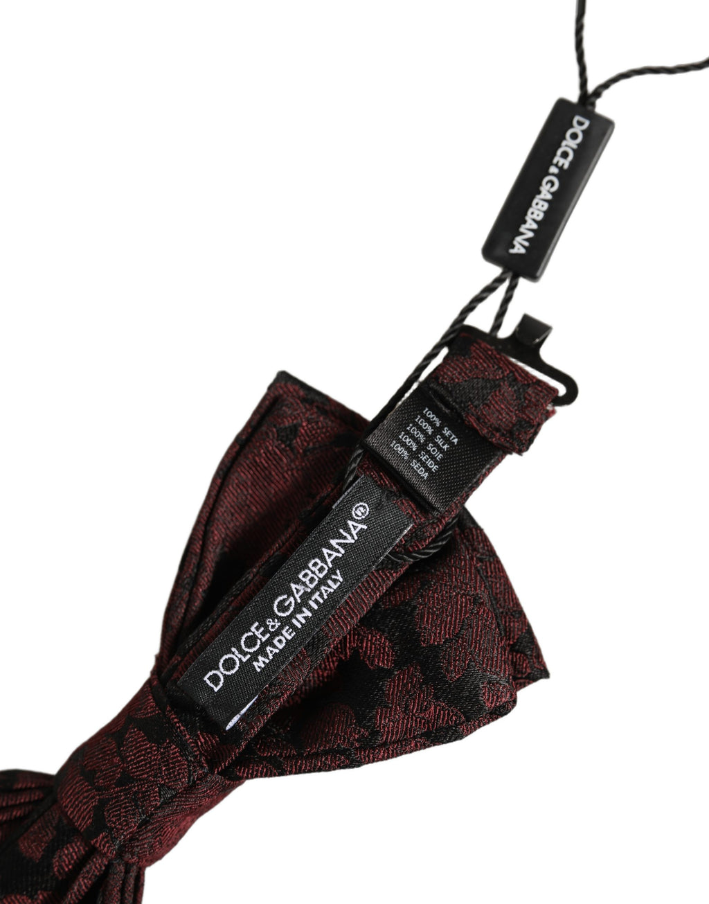 Dolce & Gabbana Herren Fliege aus Seide in Bordeauxrot mit Blumenmuster und verstellbarem Band