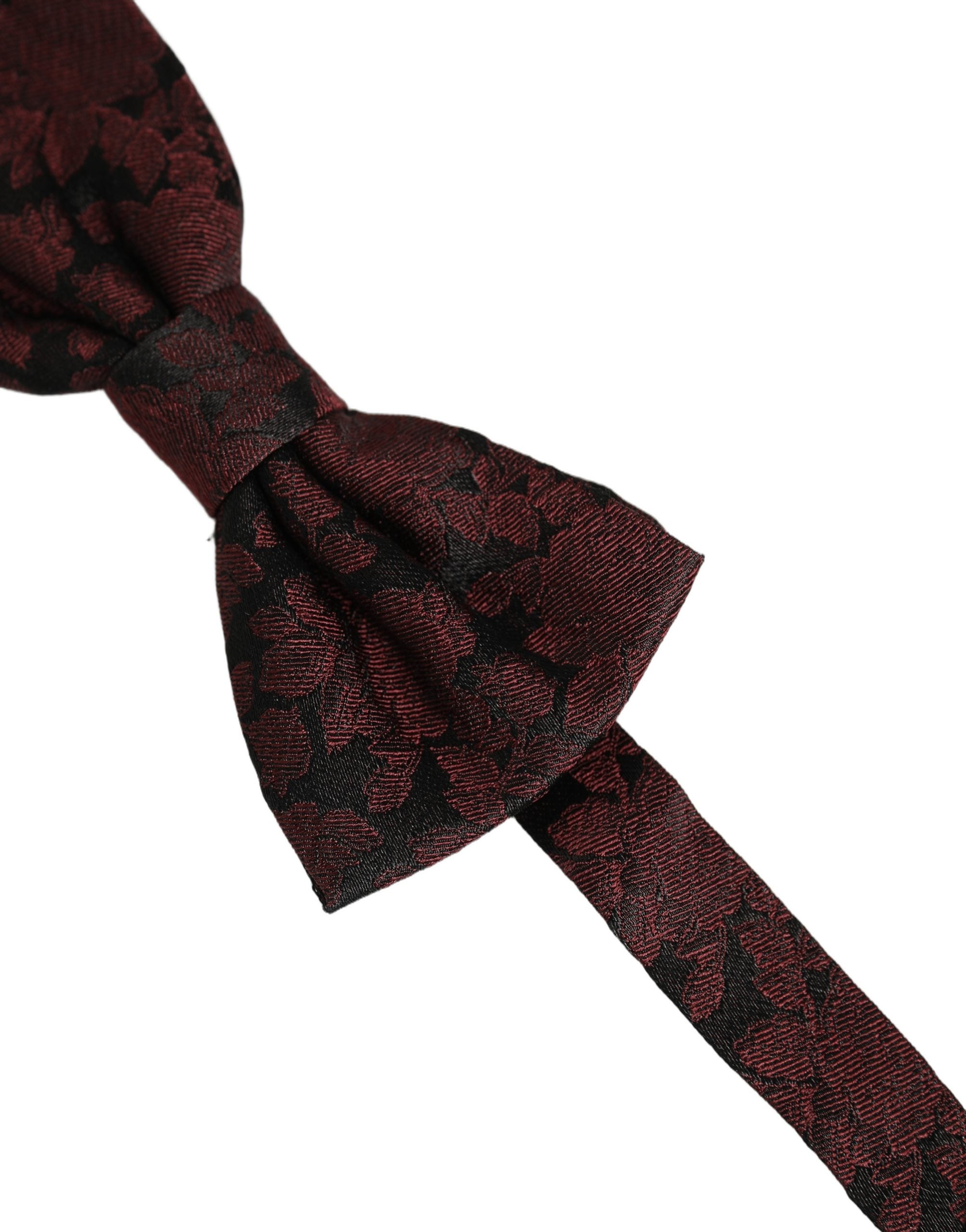 Dolce & Gabbana Herren Fliege aus Seide in Bordeauxrot mit Blumenmuster und verstellbarem Band