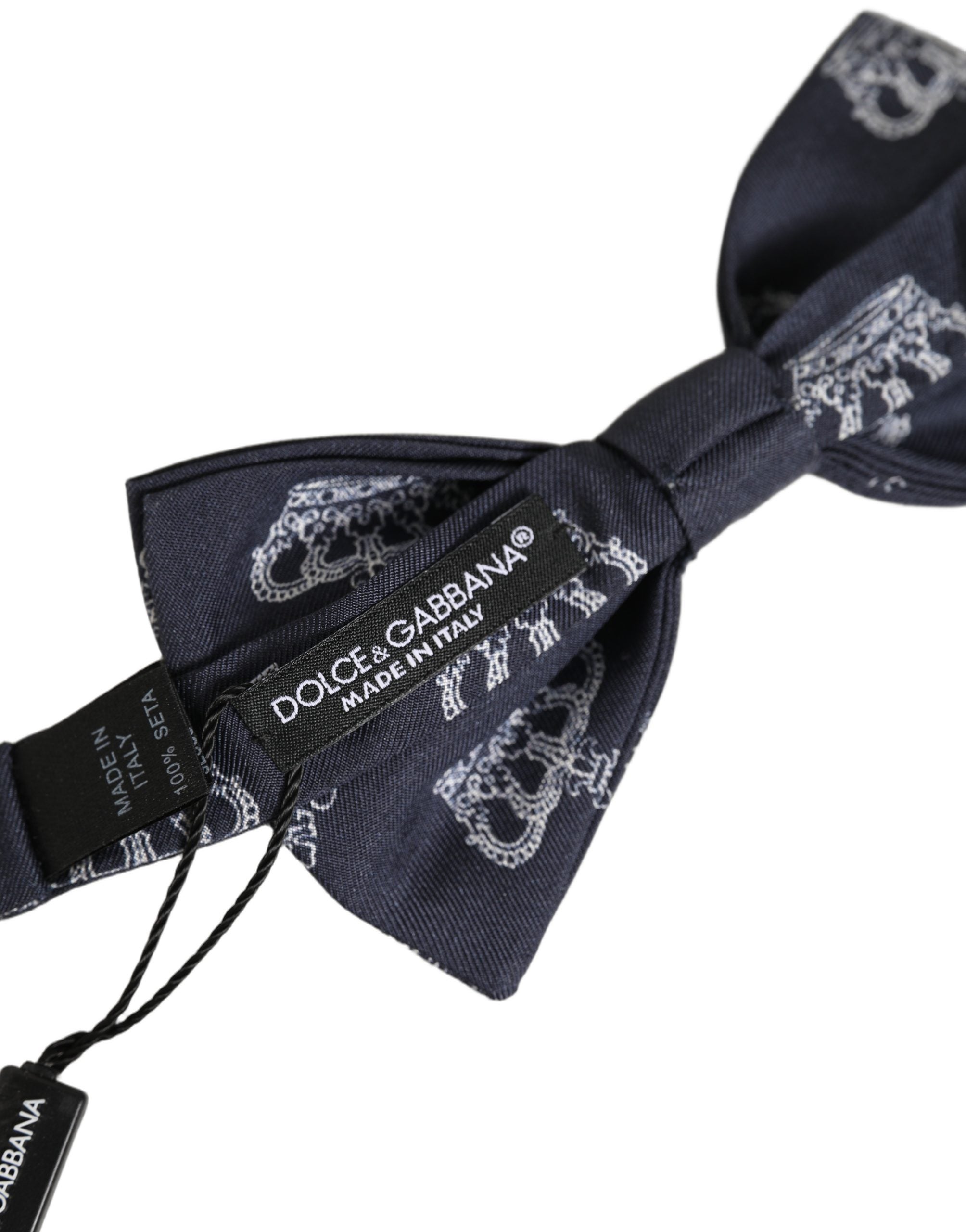Dolce & Gabbana Herren Schwarze Krone Seide Verstellbare Hals Papillon Fliege