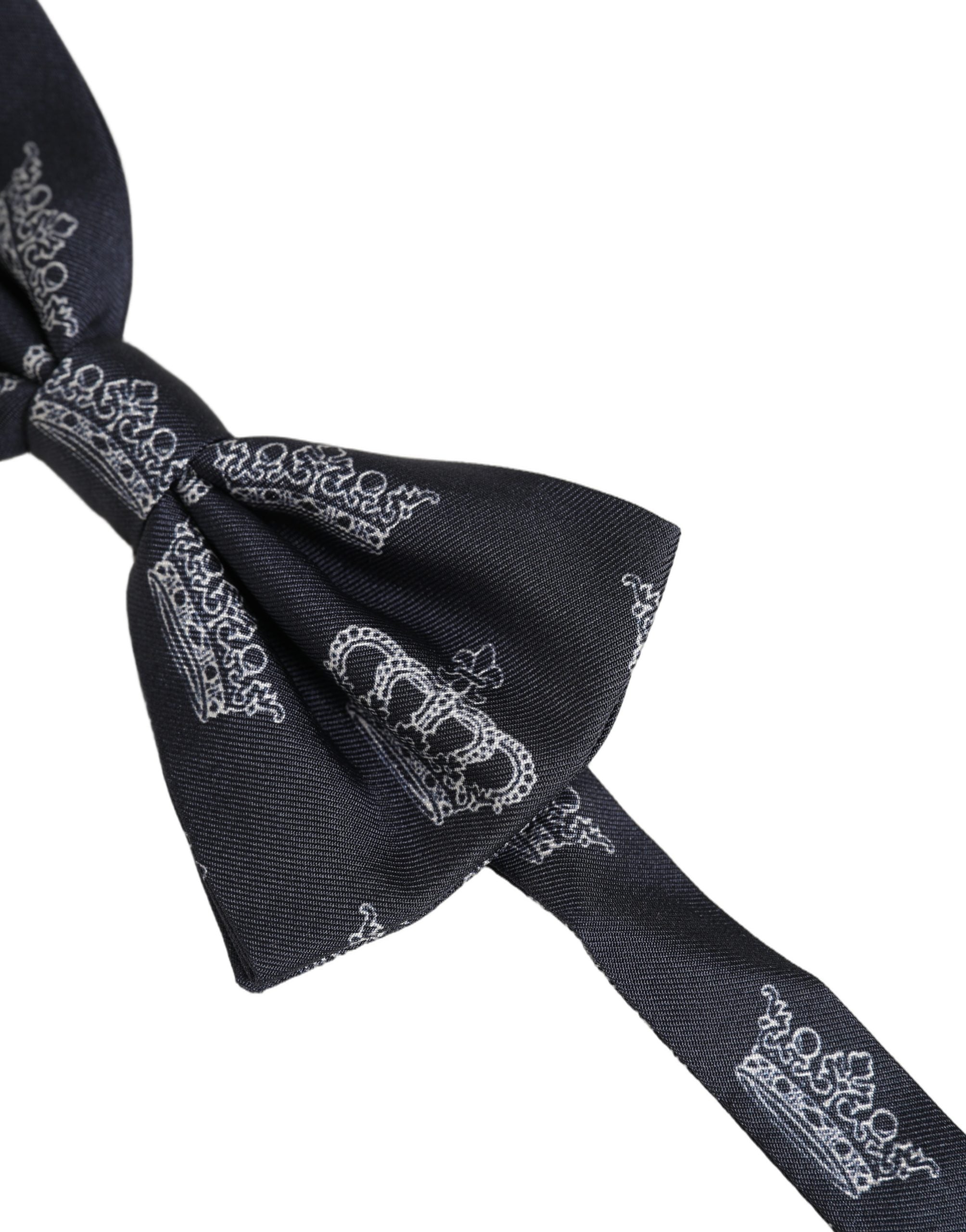 Dolce & Gabbana Herren Schwarze Krone Seide Verstellbare Hals Papillon Fliege