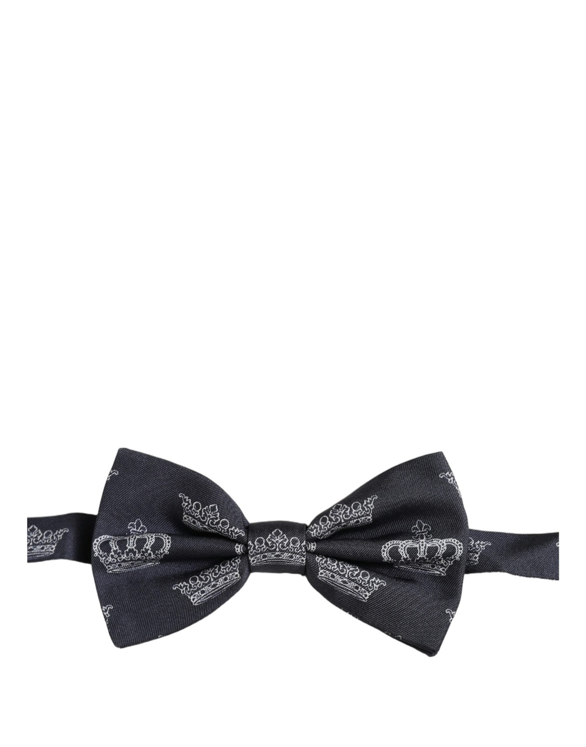 Dolce & Gabbana Herren Schwarze Krone Seide Verstellbare Hals Papillon Fliege