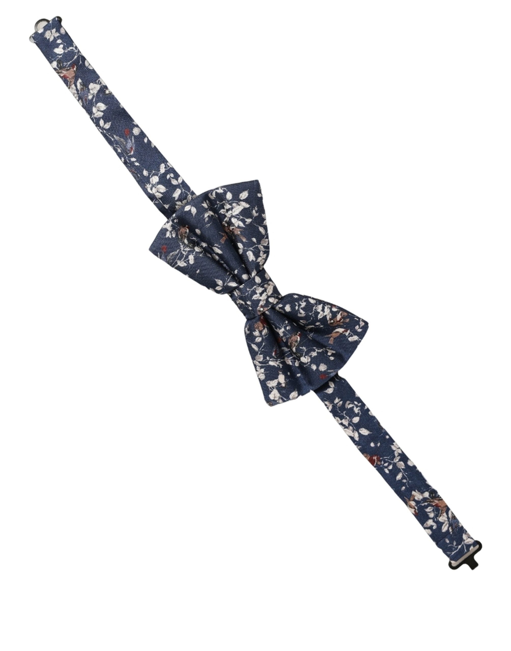 Dolce & Gabbana Herren Navy Blau Floral Verstellbare Hals Papillon Fliege