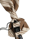 Dolce & Gabbana Herren Fliege mit Braunen und Beigen Streifen, Verstellbar