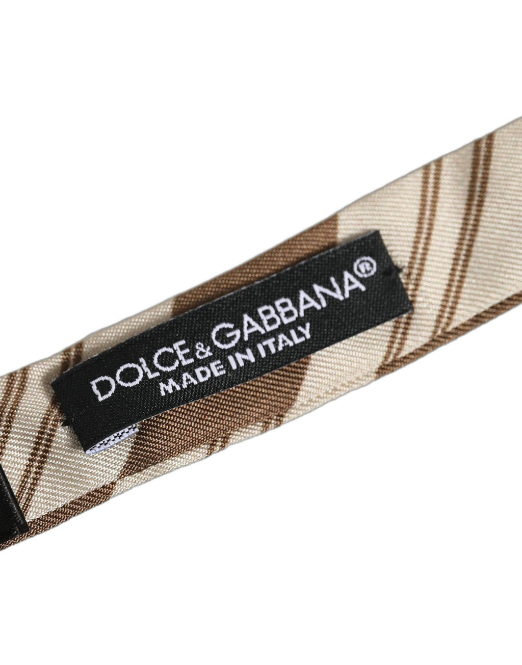 Dolce & Gabbana Herren Fliege mit Braunen und Beigen Streifen, Verstellbar