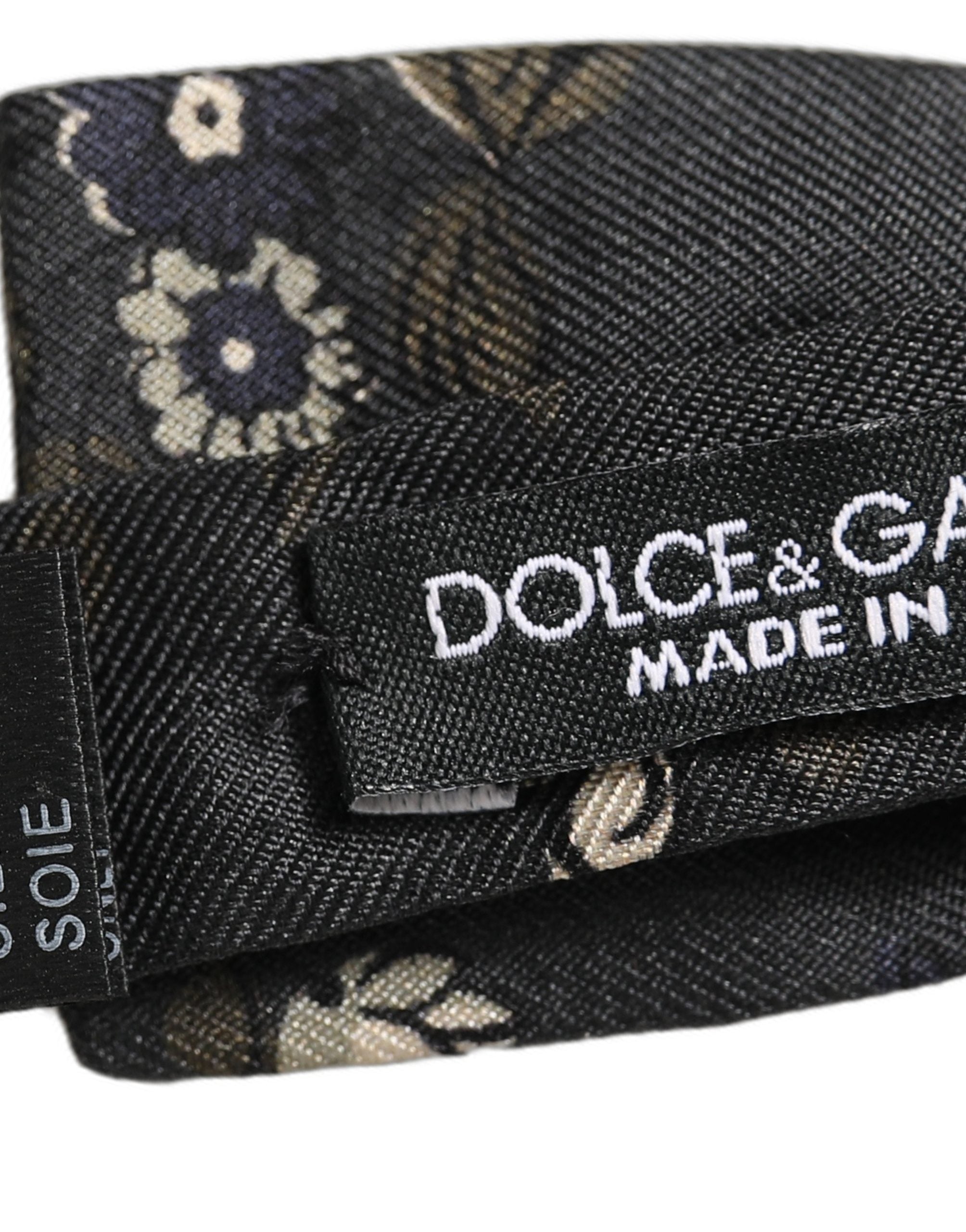 Dolce & Gabbana Herren schwarze Seiden-Papillon mit Blumenmuster, verstellbar