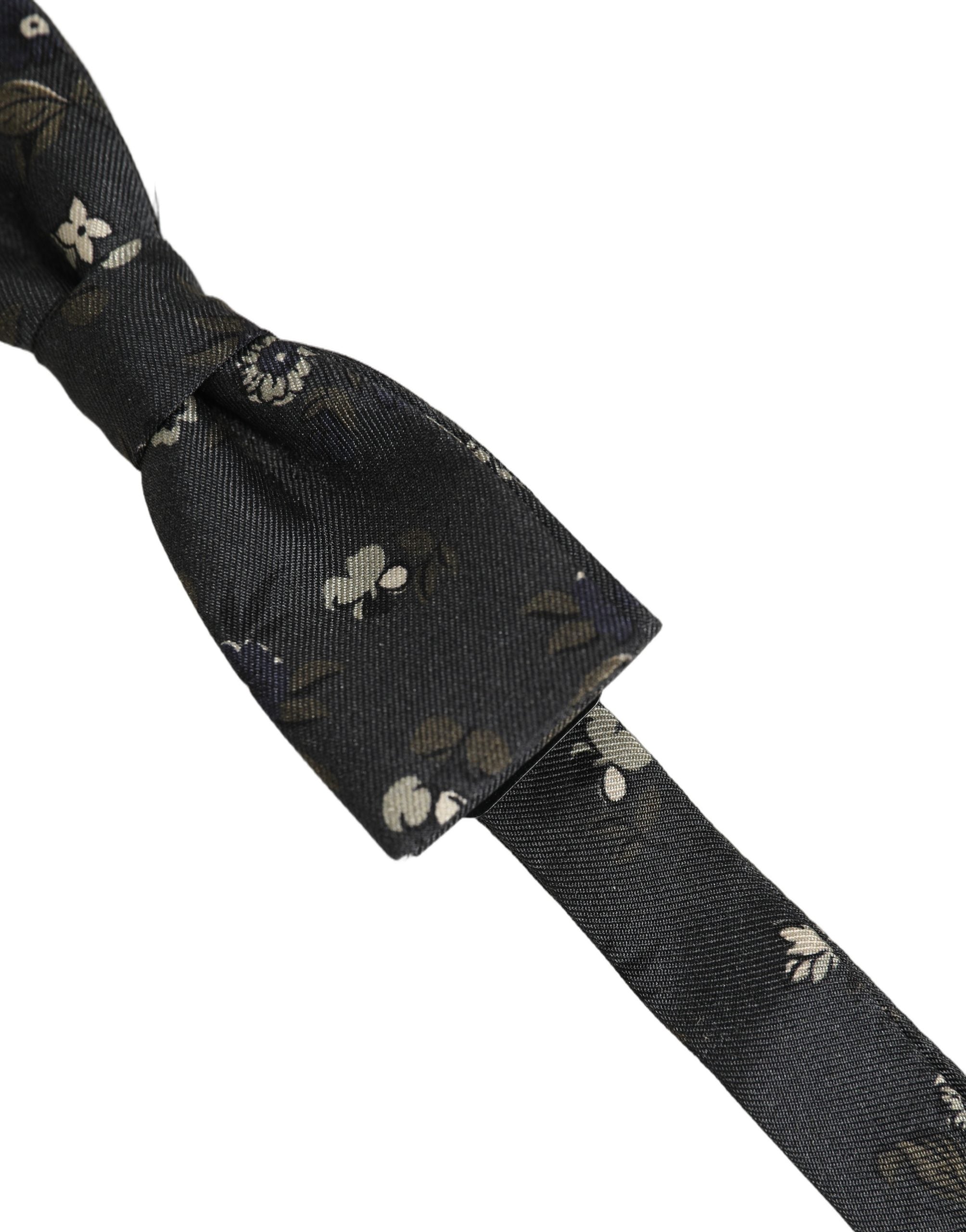 Dolce & Gabbana Herren schwarze Seiden-Papillon mit Blumenmuster, verstellbar