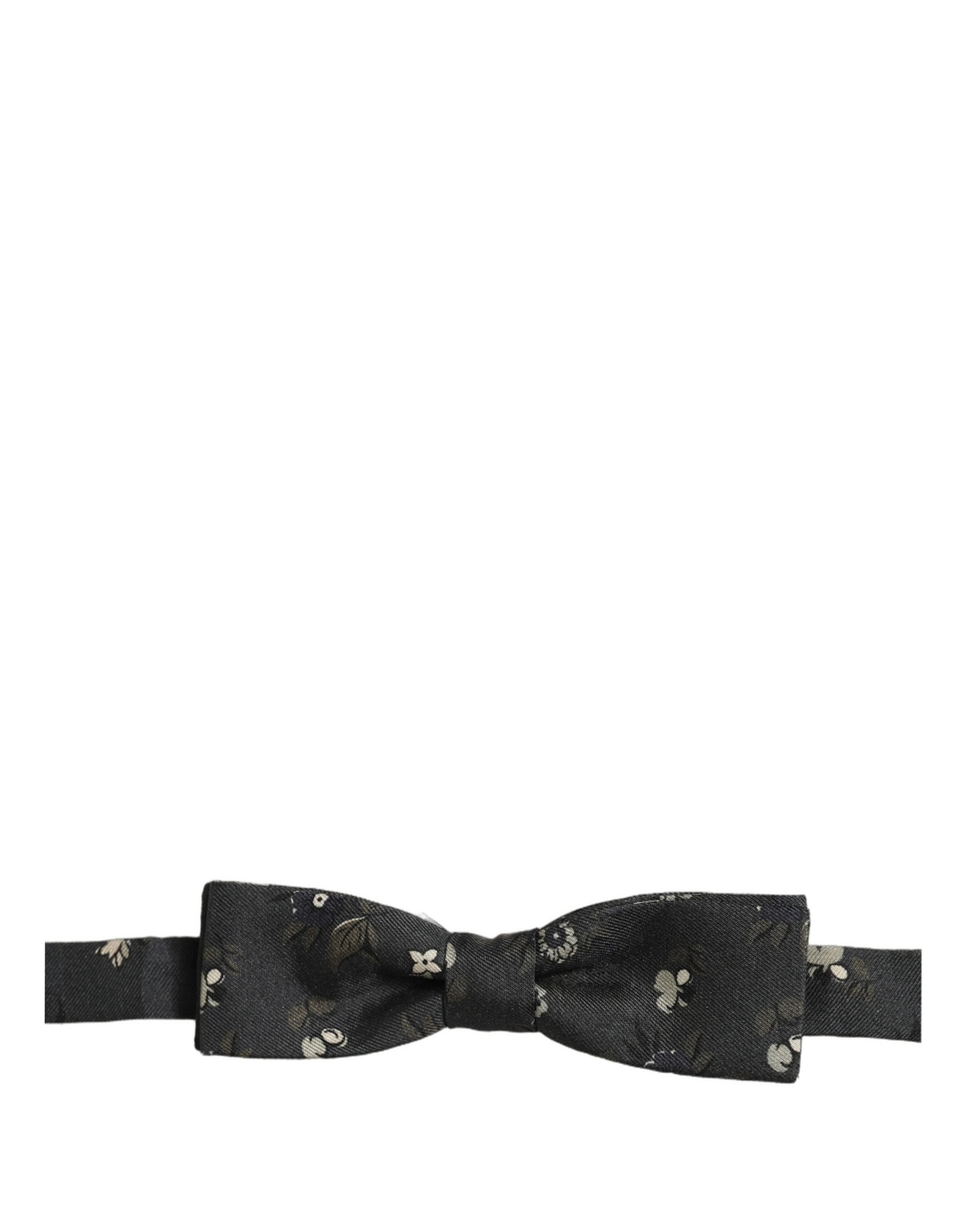 Dolce & Gabbana Herren schwarze Seiden-Papillon mit Blumenmuster, verstellbar