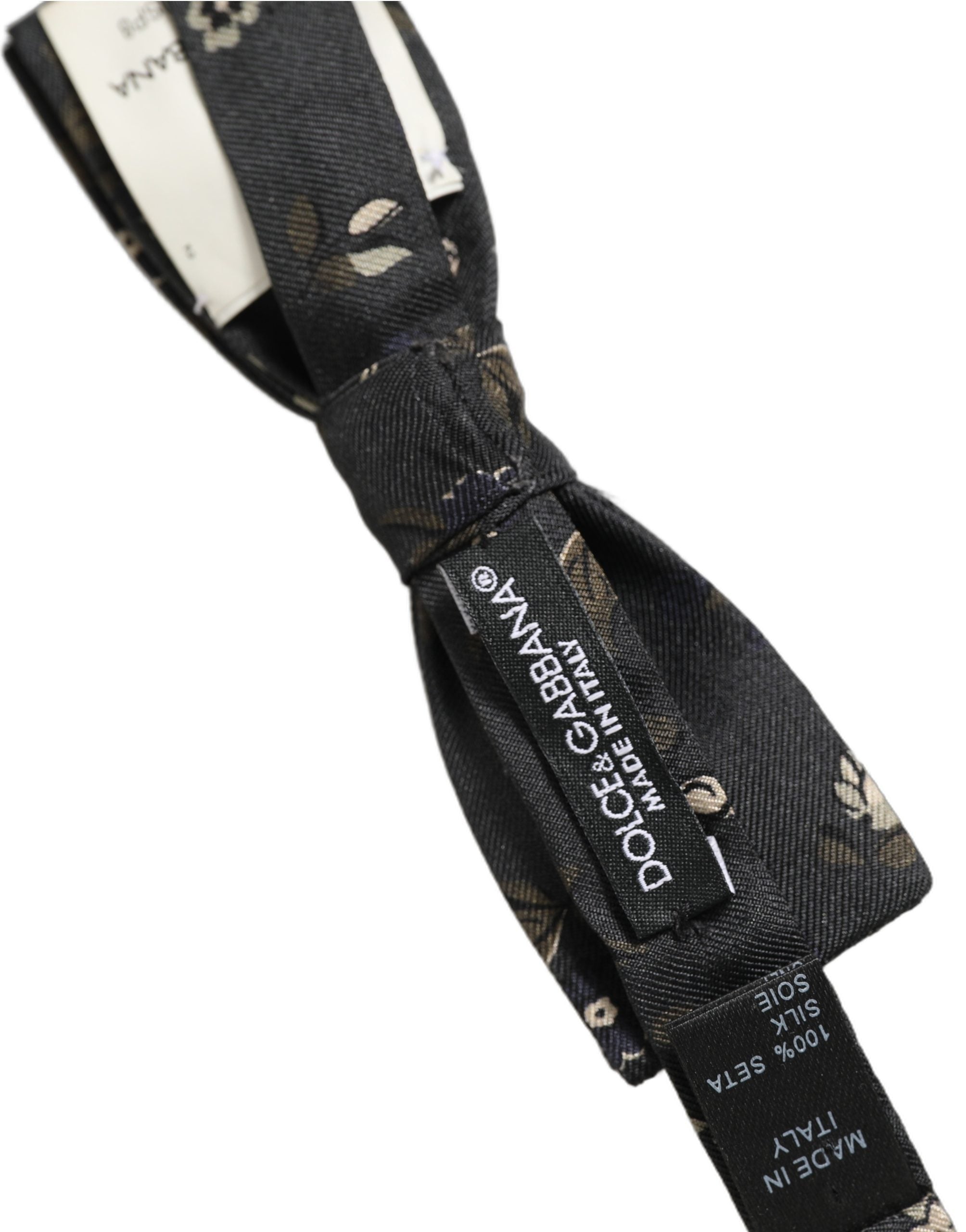 Dolce & Gabbana Herren schwarze Seiden-Papillon mit Blumenmuster, verstellbar