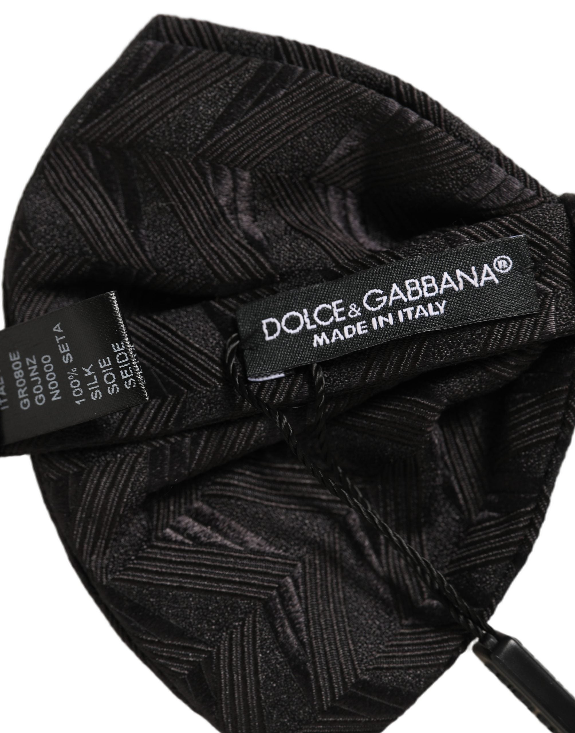 Dolce & Gabbana Herren Schwarze Gemusterte Verstellbare Hals-Papillon-Fliege