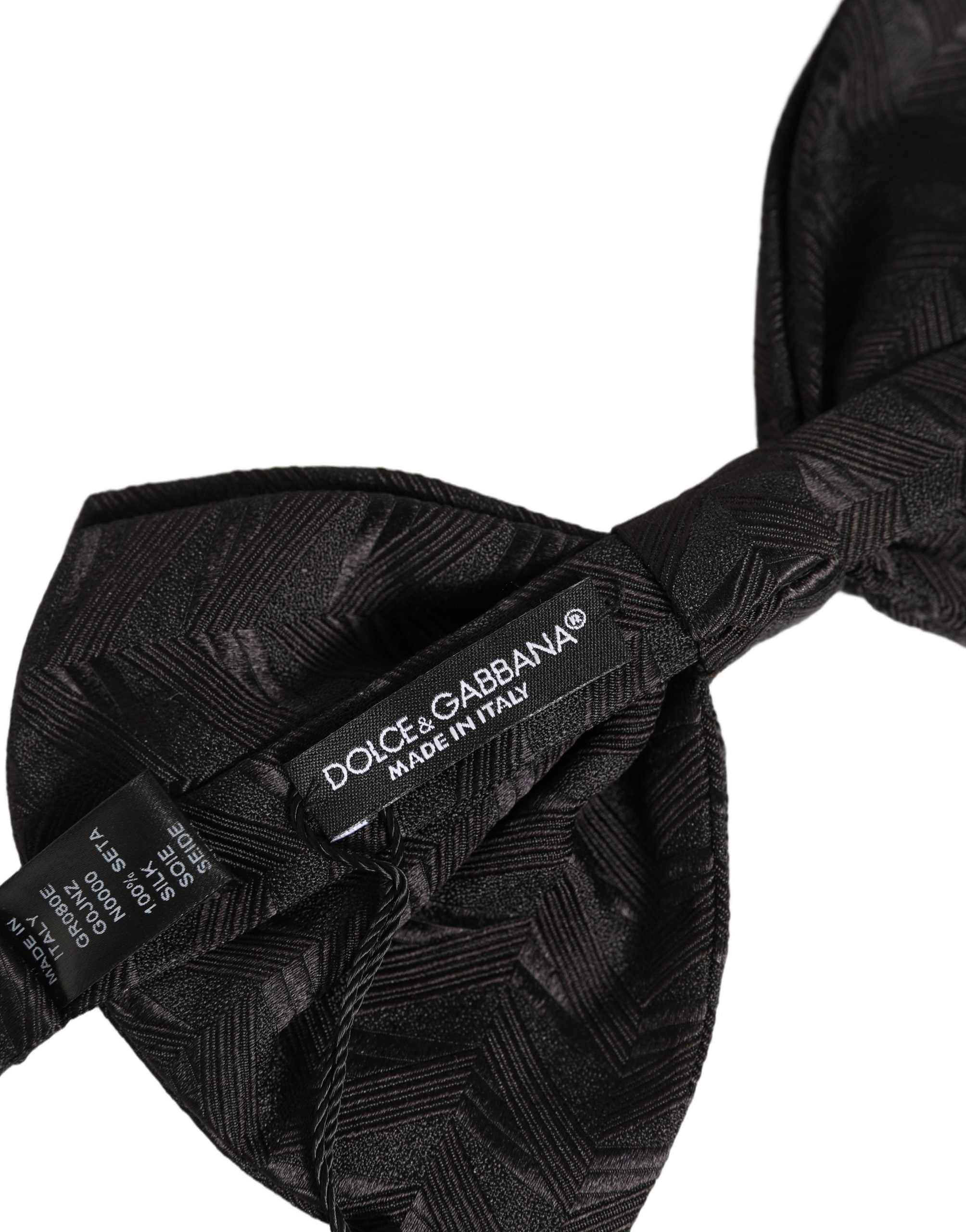 Dolce & Gabbana Herren Schwarze Gemusterte Verstellbare Hals-Papillon-Fliege