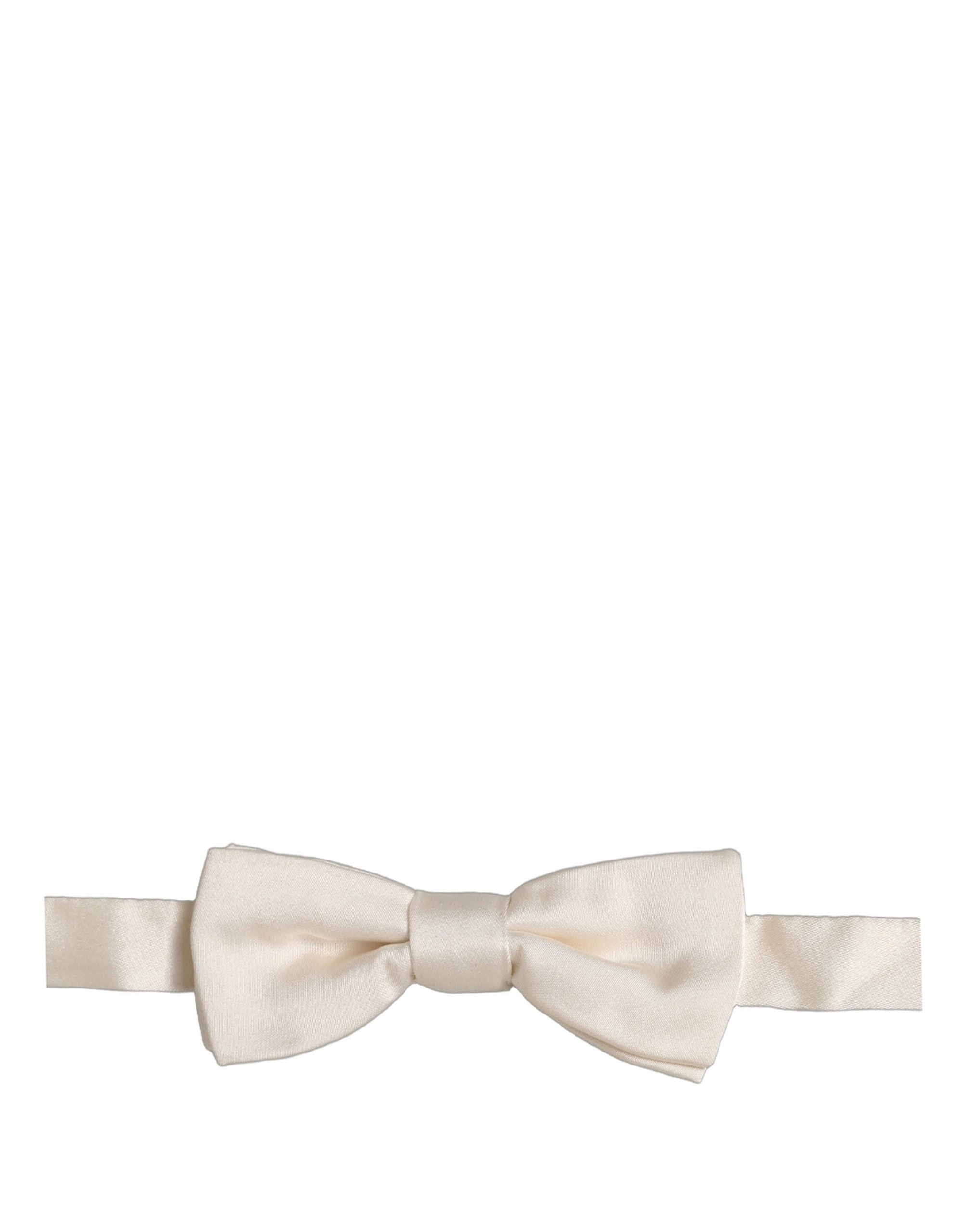 Dolce & Gabbana Herren Fliege aus 100% Seide, Off-White, verstellbar
