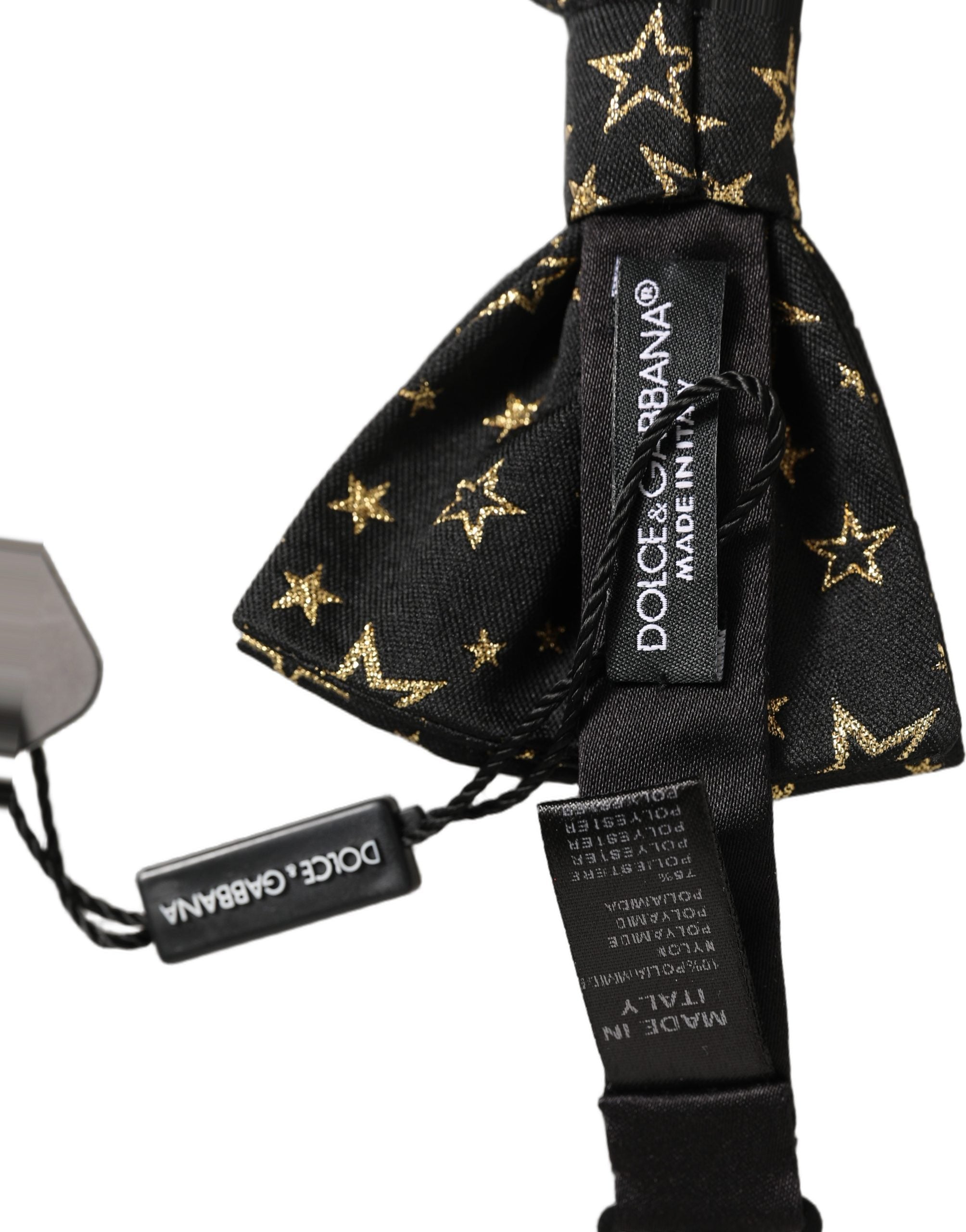 Dolce & Gabbana Herren Schwarzer Stern 100% Seide Verstellbare Krawatte Fliege