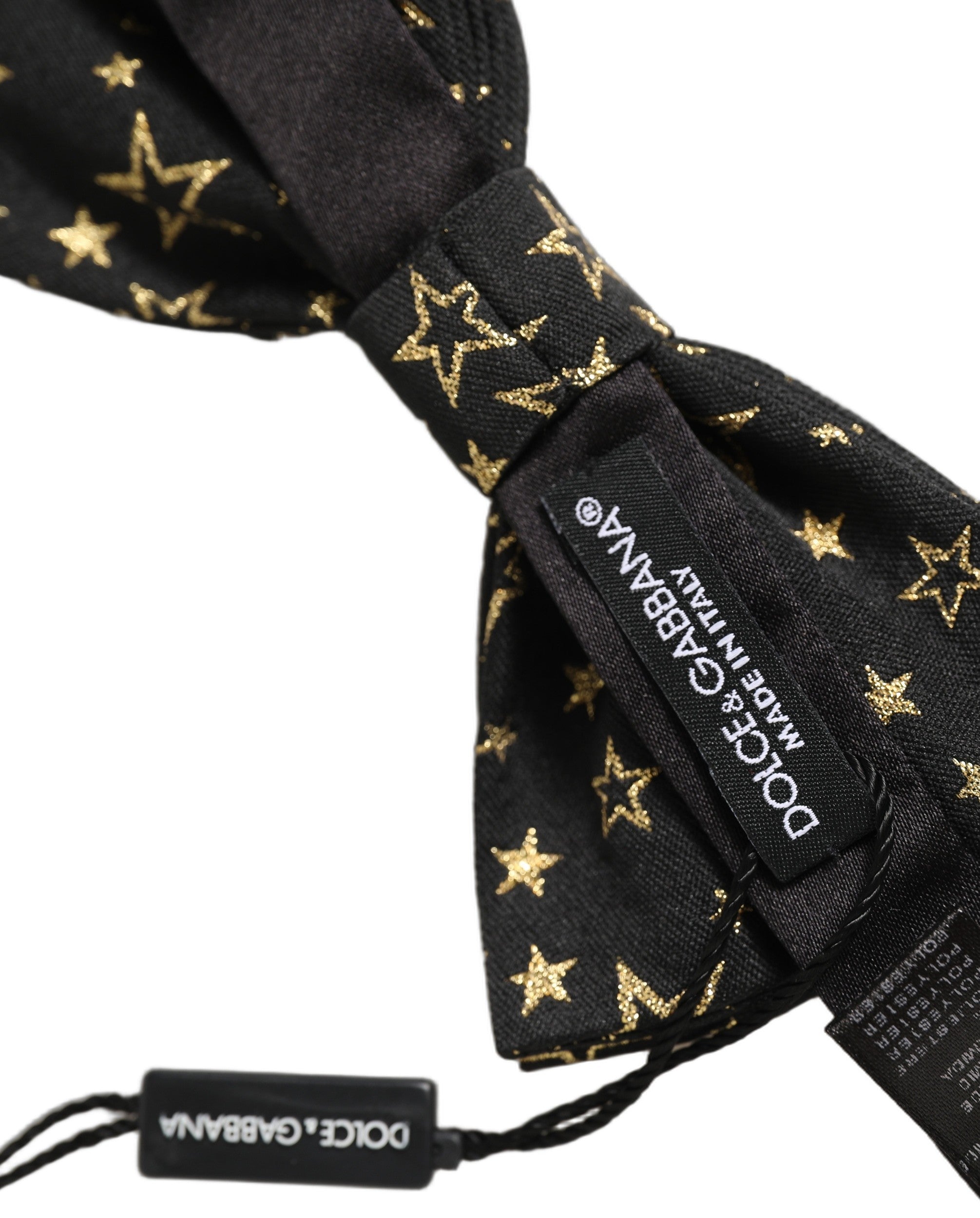 Dolce & Gabbana Herren Schwarzer Stern 100% Seide Verstellbare Krawatte Fliege