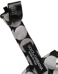 Dolce & Gabbana Herren Fliege Schwarz Silber Kreise Verstellbar Papillon Krawatte