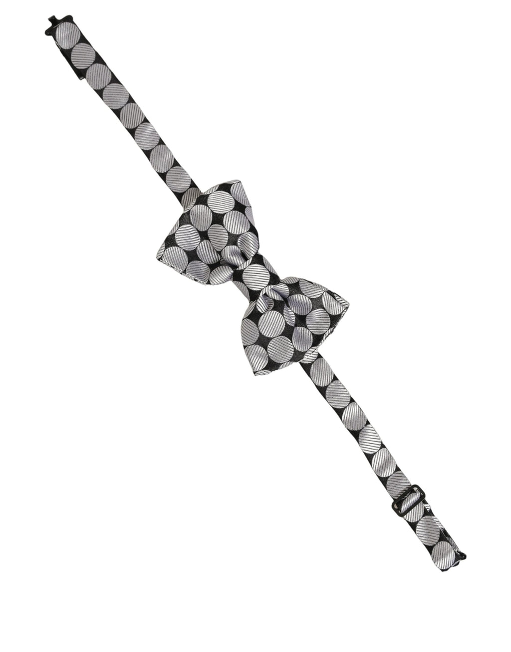 Dolce & Gabbana Herren Fliege Schwarz Silber Kreise Verstellbar Papillon Krawatte