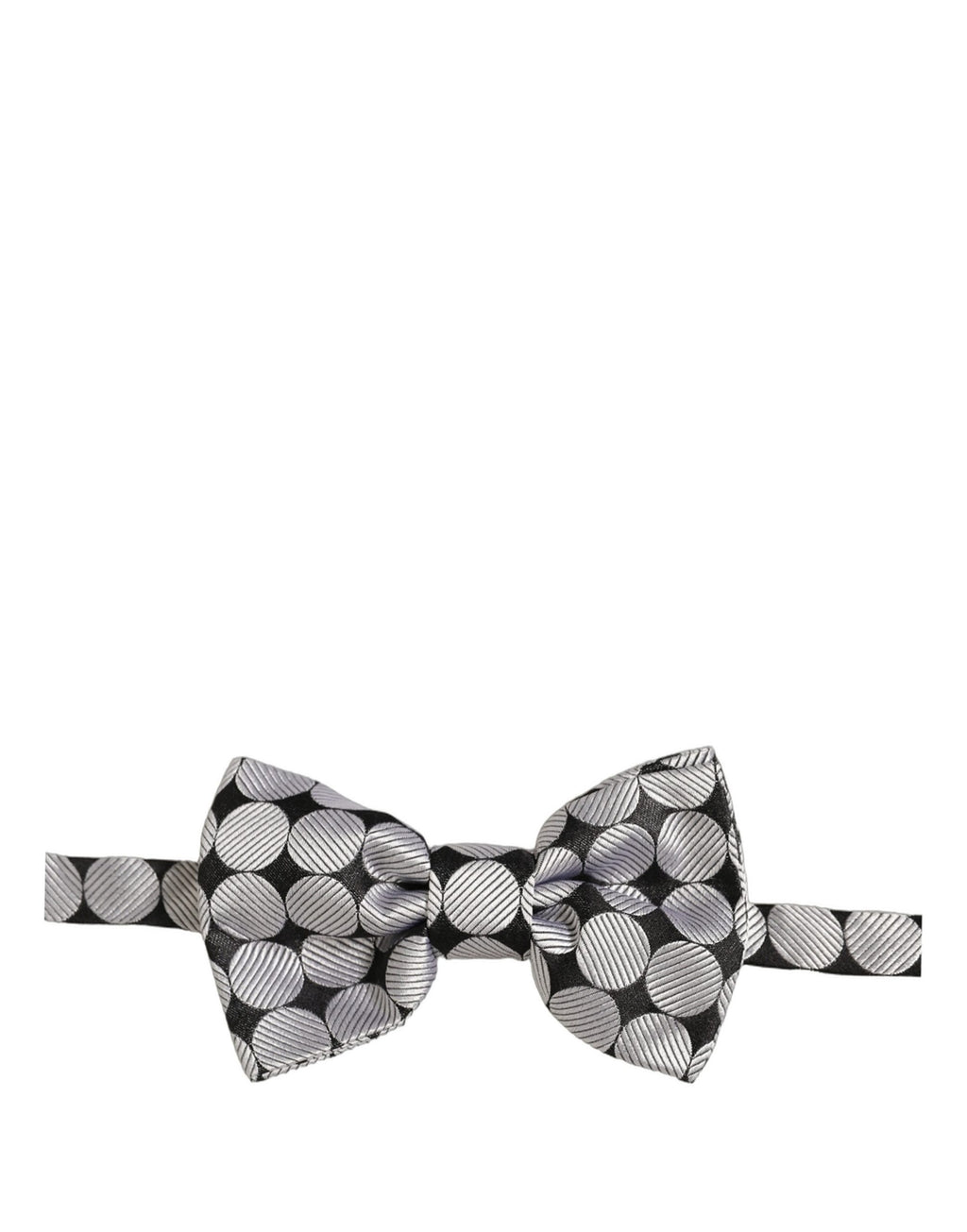 Dolce & Gabbana Herren Fliege Schwarz Silber Kreise Verstellbar Papillon Krawatte