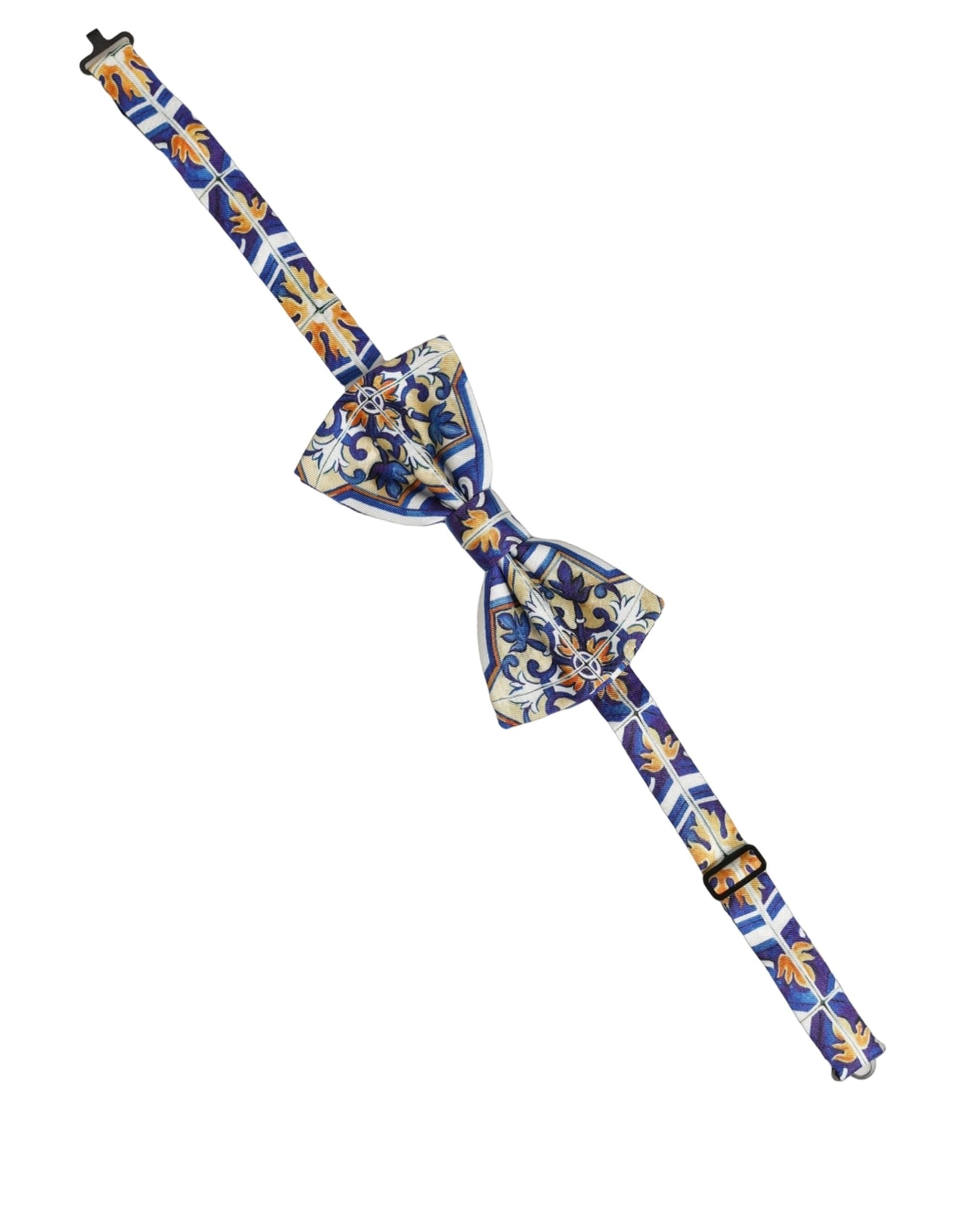 Dolce & Gabbana Herren Papillon-Fliege in Multicolor Majolica-Optik, verstellbar